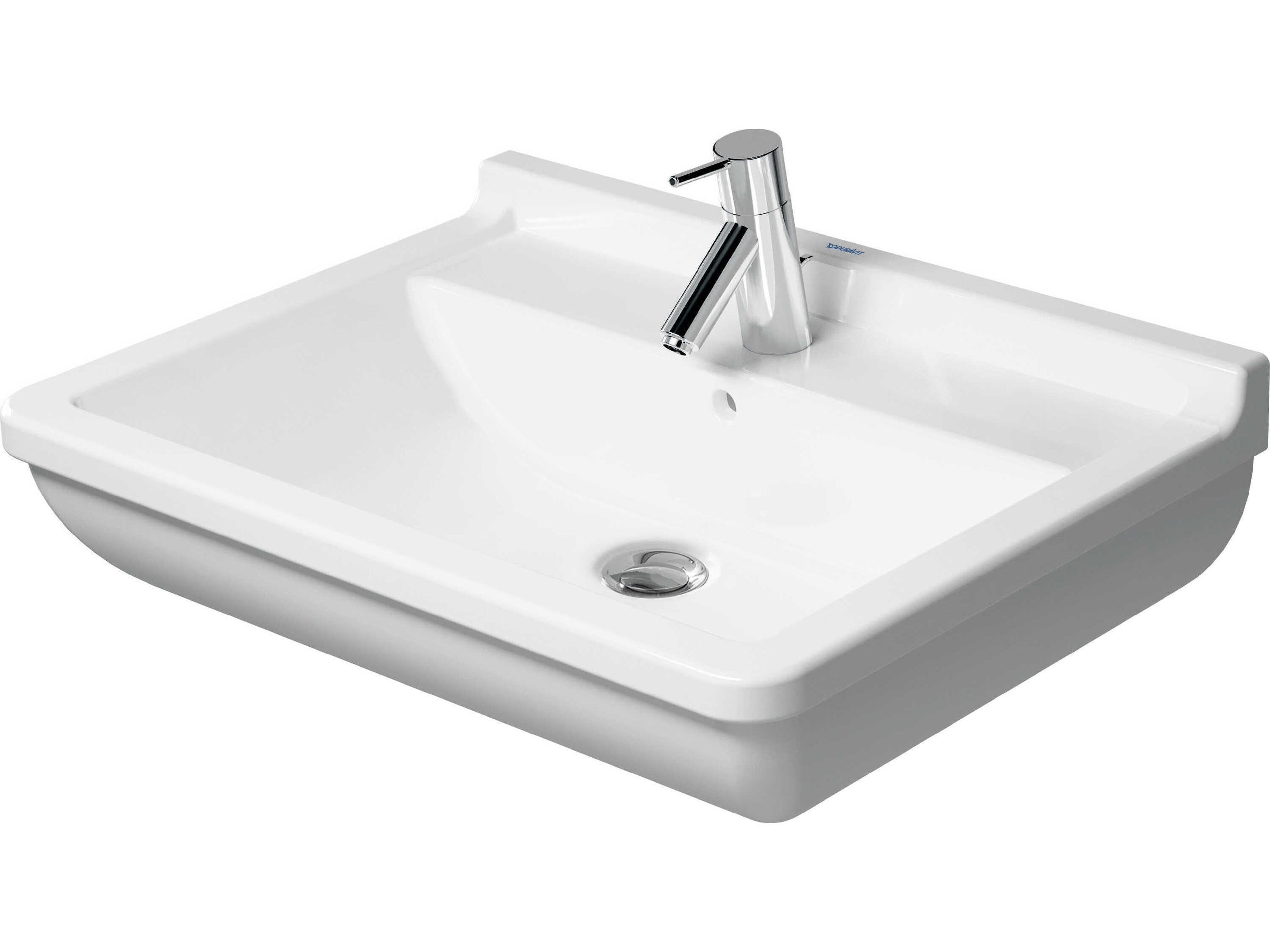 Duravit Starck 3 26'' Ceramic White High Gloss Sink with 3 Faucet Hole