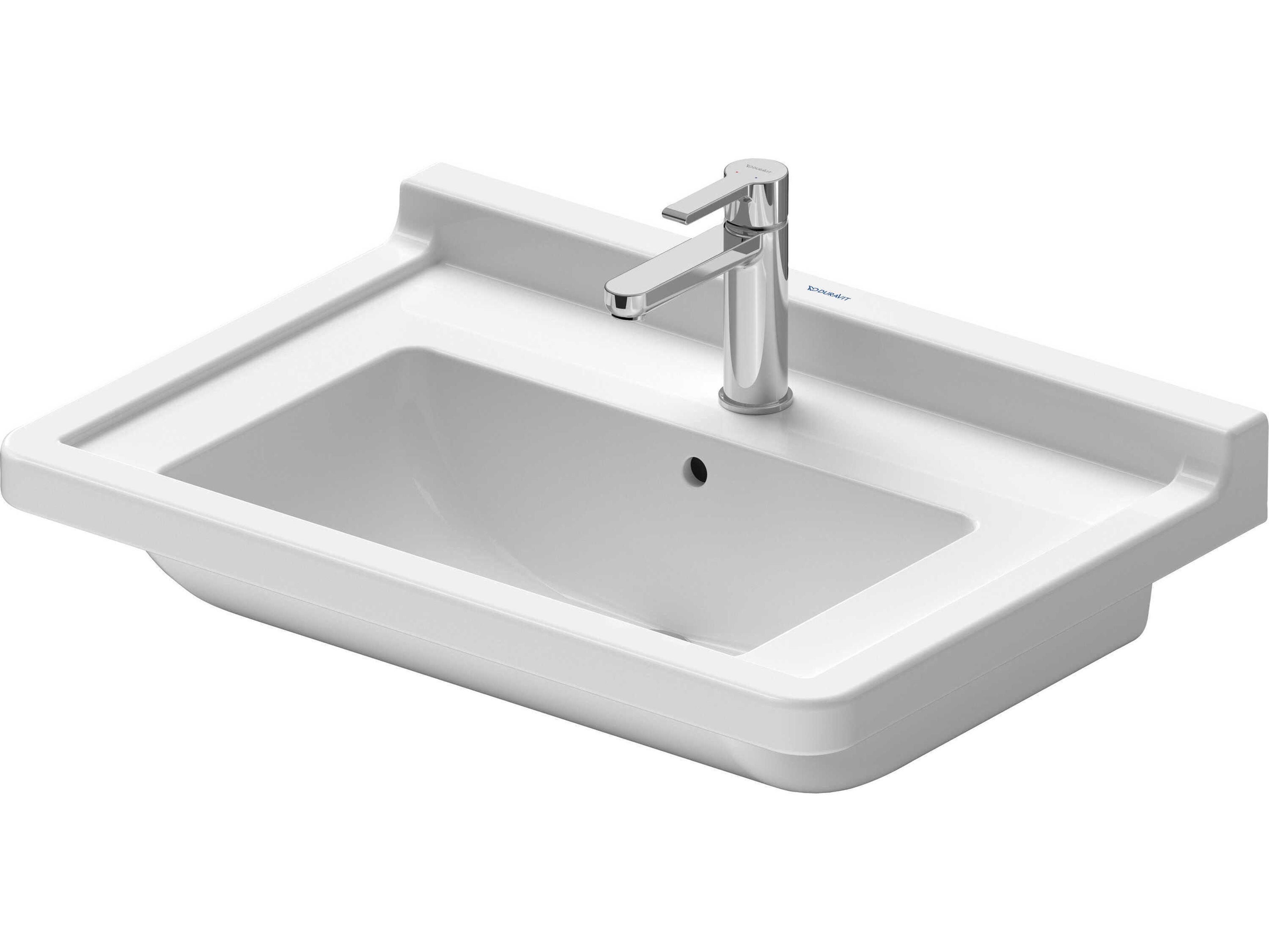 Duravit Starck 3 28'' Ceramic White High Gloss Sink with 1 Faucet Hole