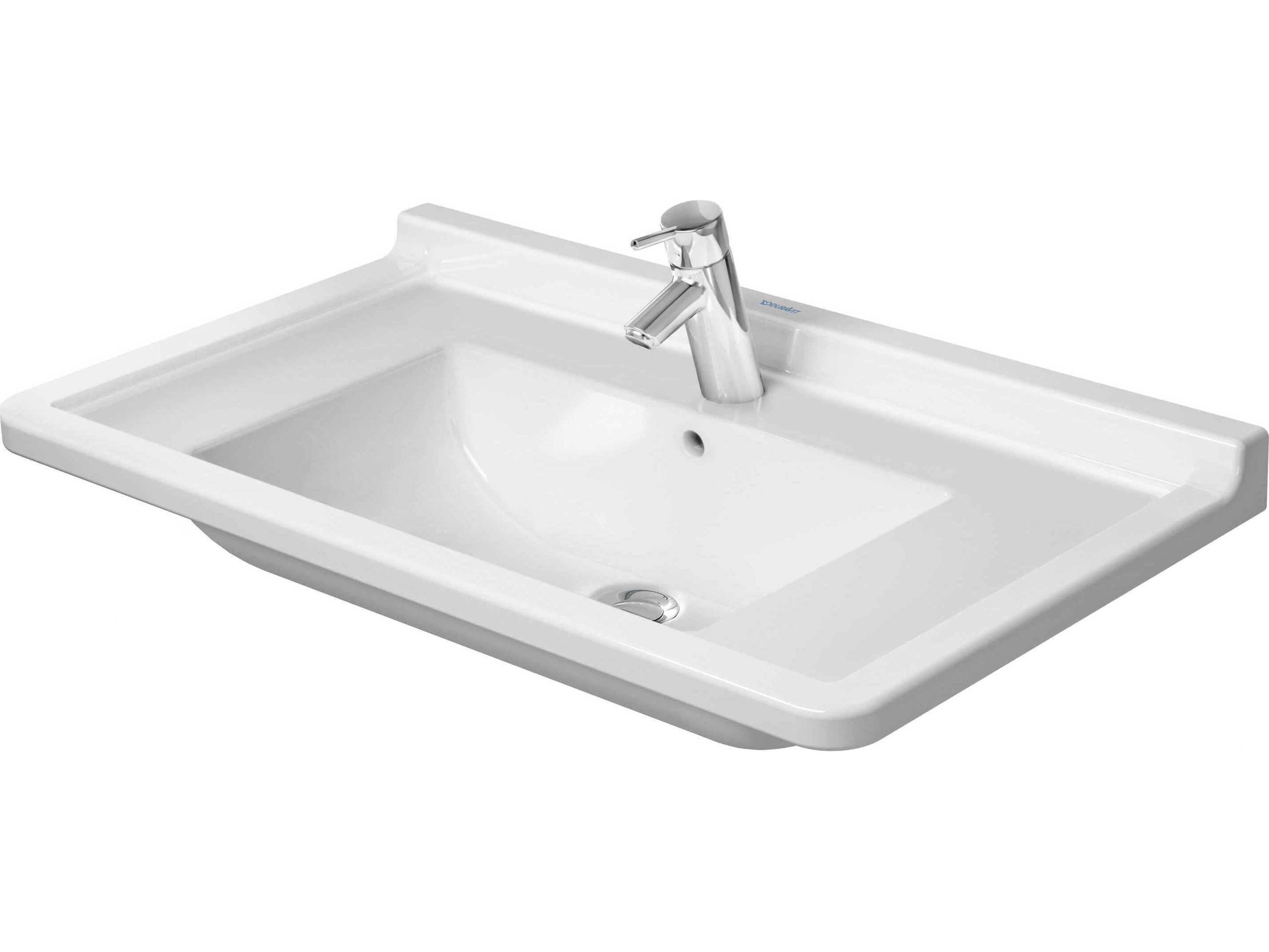 Duravit Starck 3 34'' Ceramic White High Gloss Sink with 1 Faucet Hole