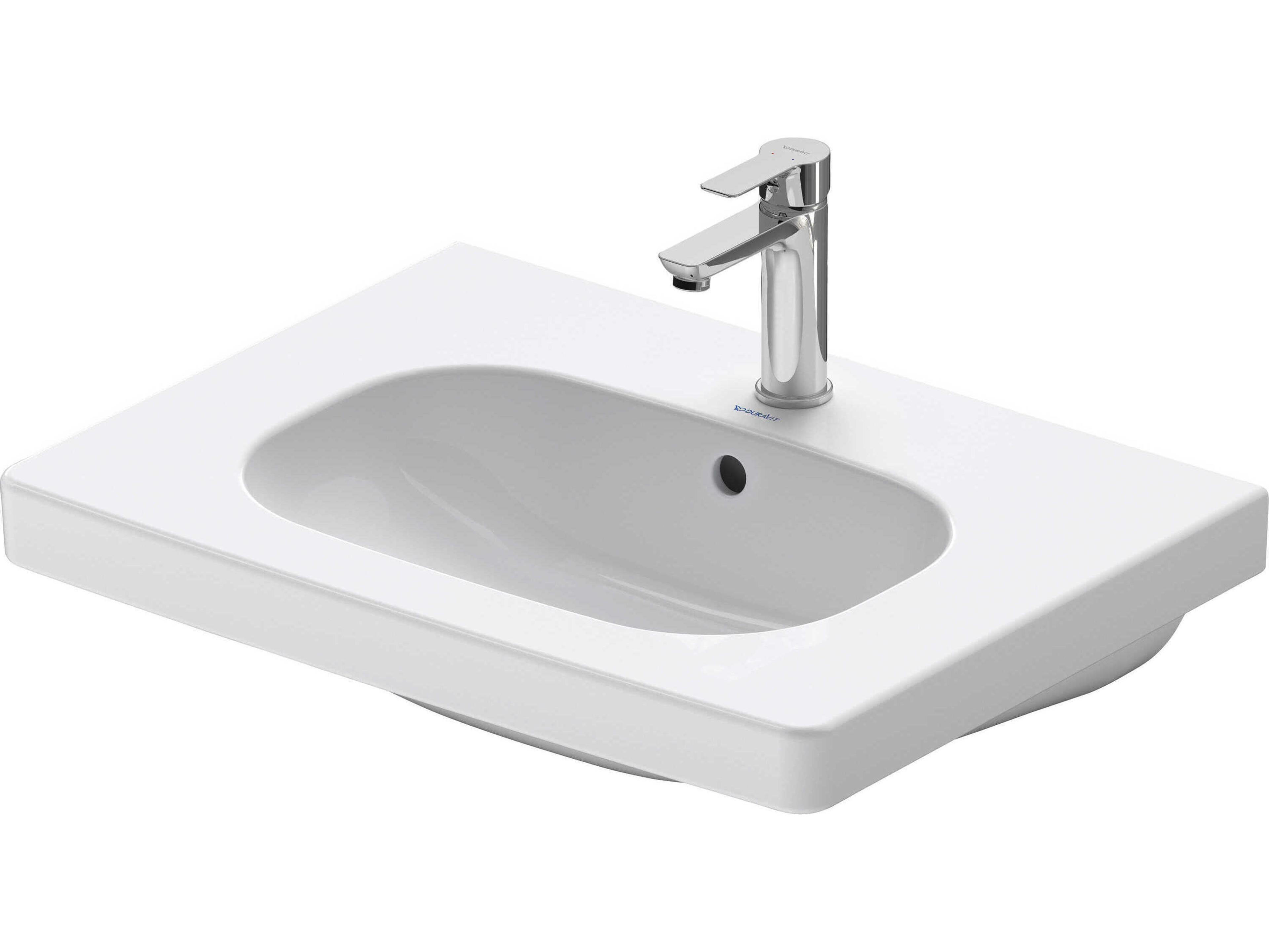 Duravit D-code 26'' Ceramic White High Gloss Sink with 1 Faucet hole