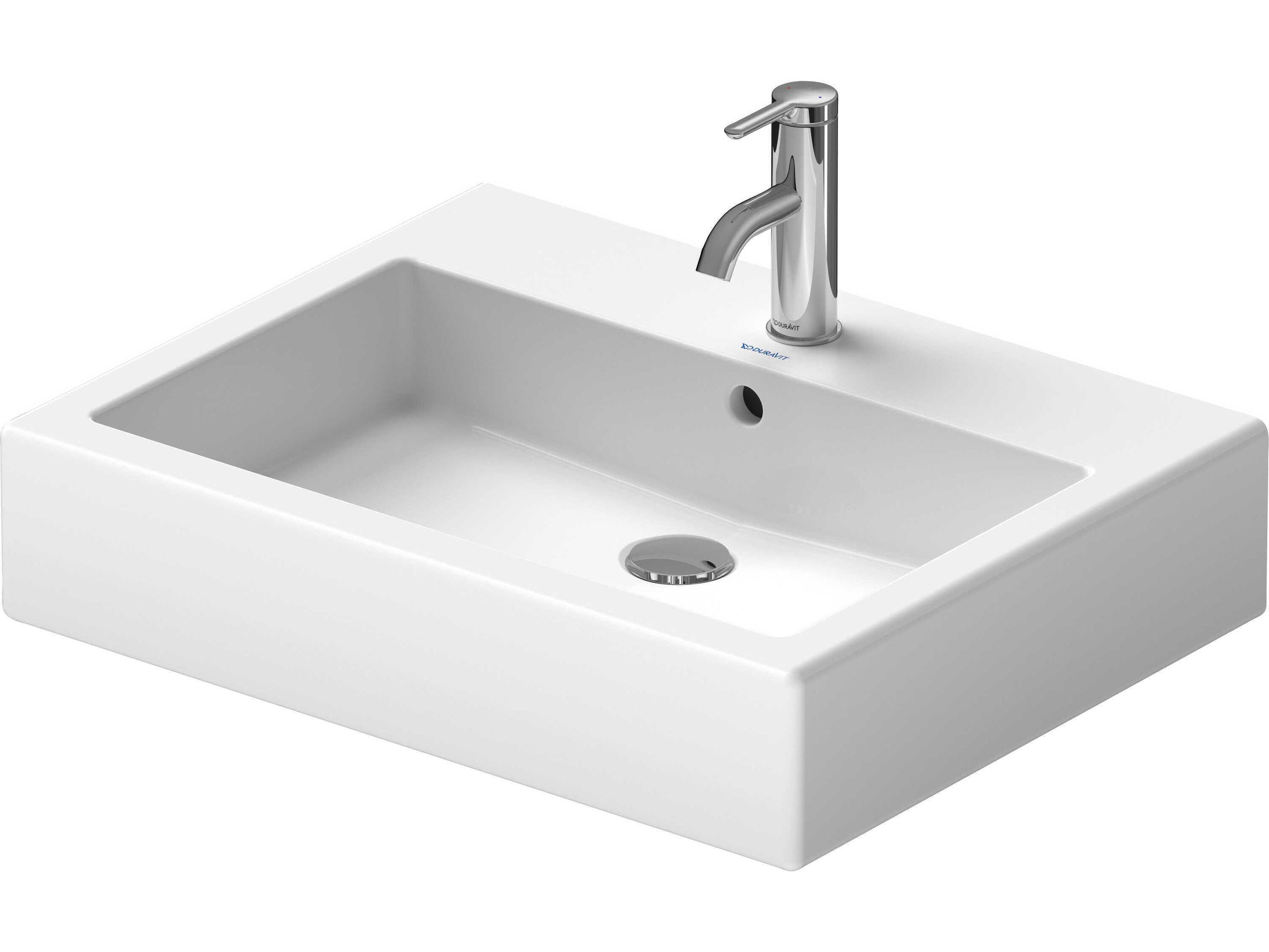 Duravit Vero 24'' Ceramic White High Gloss Sink with 3 Faucet Hole - Ground