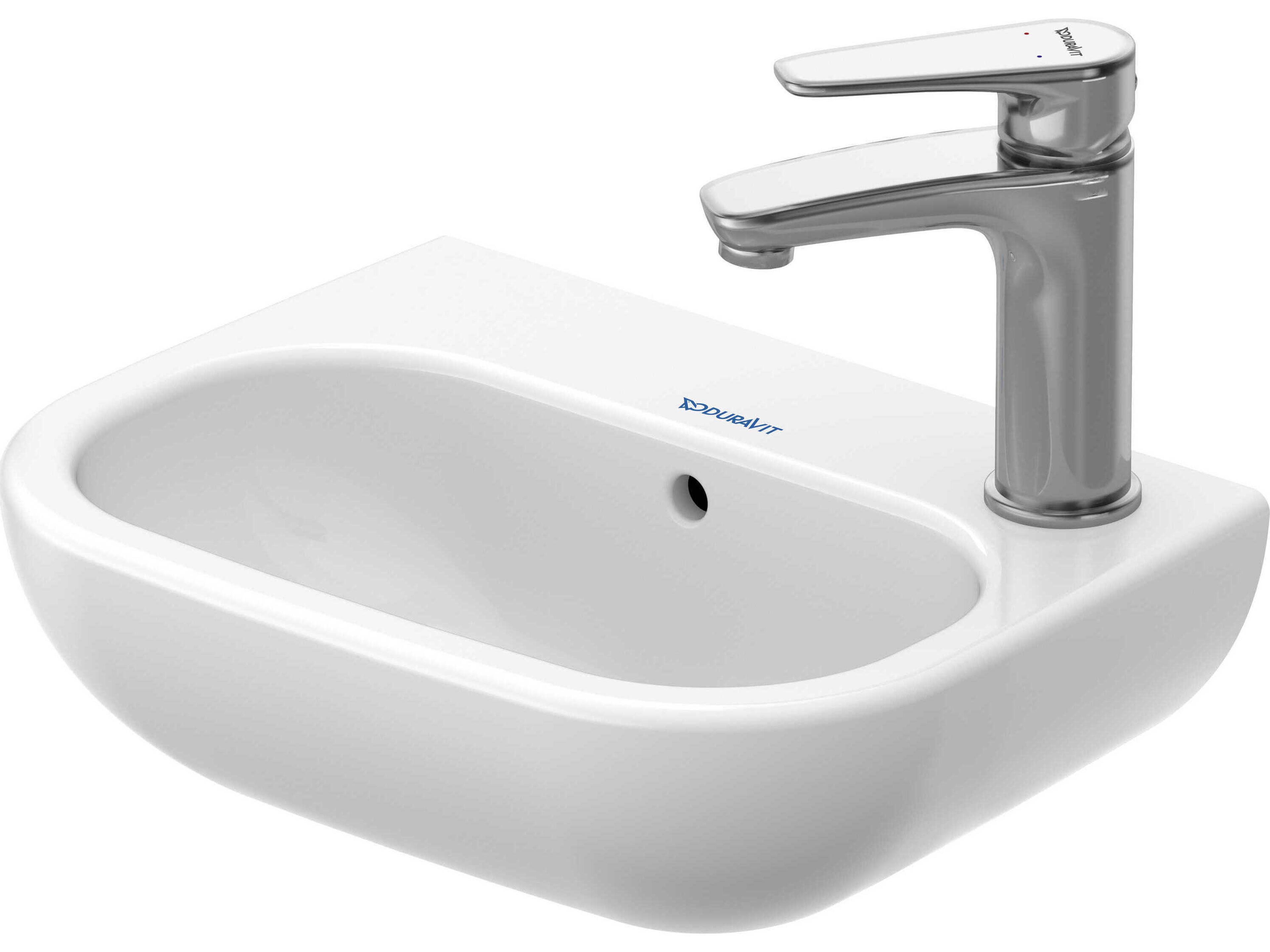 Duravit D-code 14'' Ceramic White High Gloss Sink with 1 Right-side faucet hole