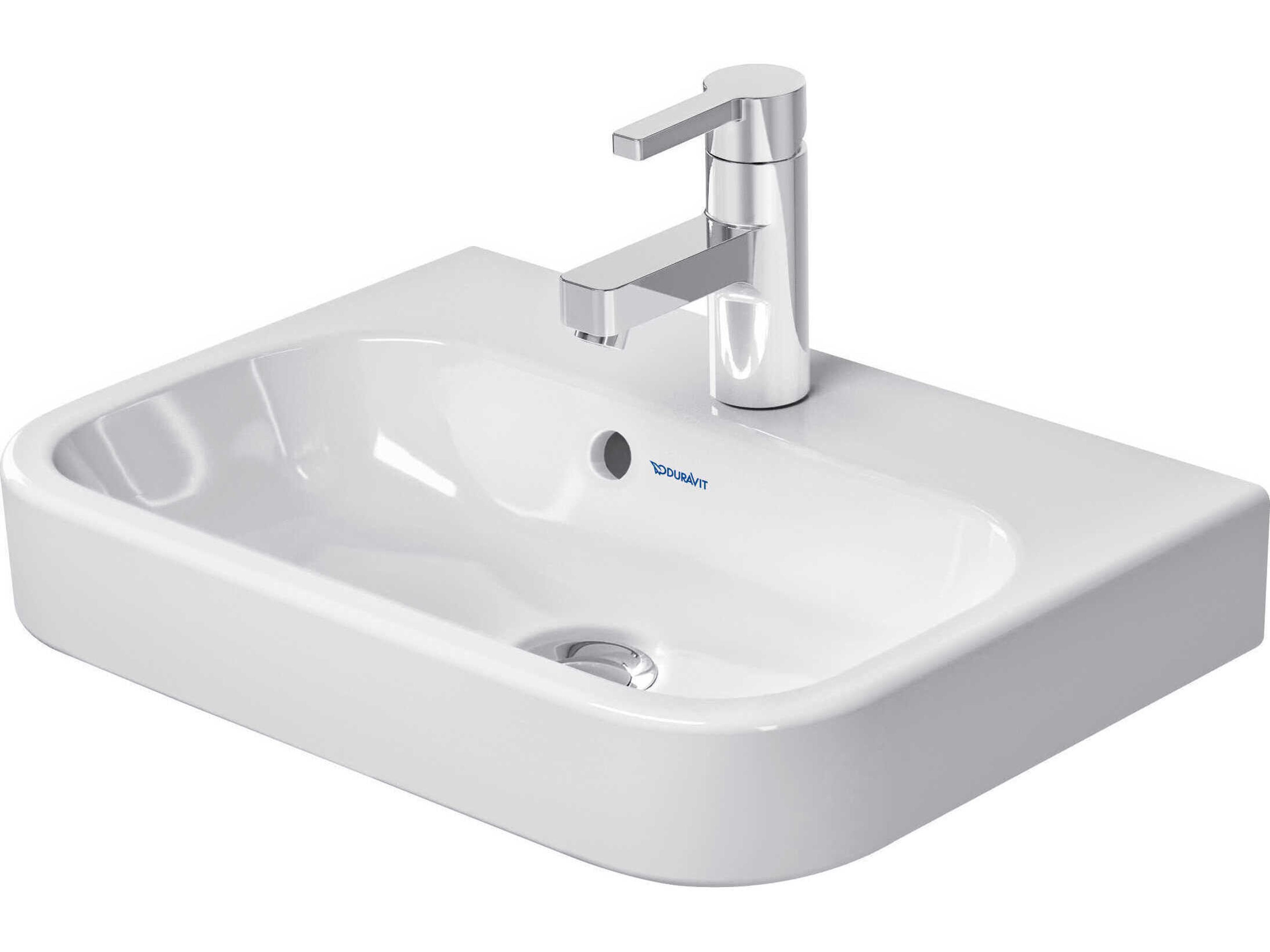 Duravit Happy D.2 20'' Ceramic White High Gloss Hand Sink with 1 Faucet Hole