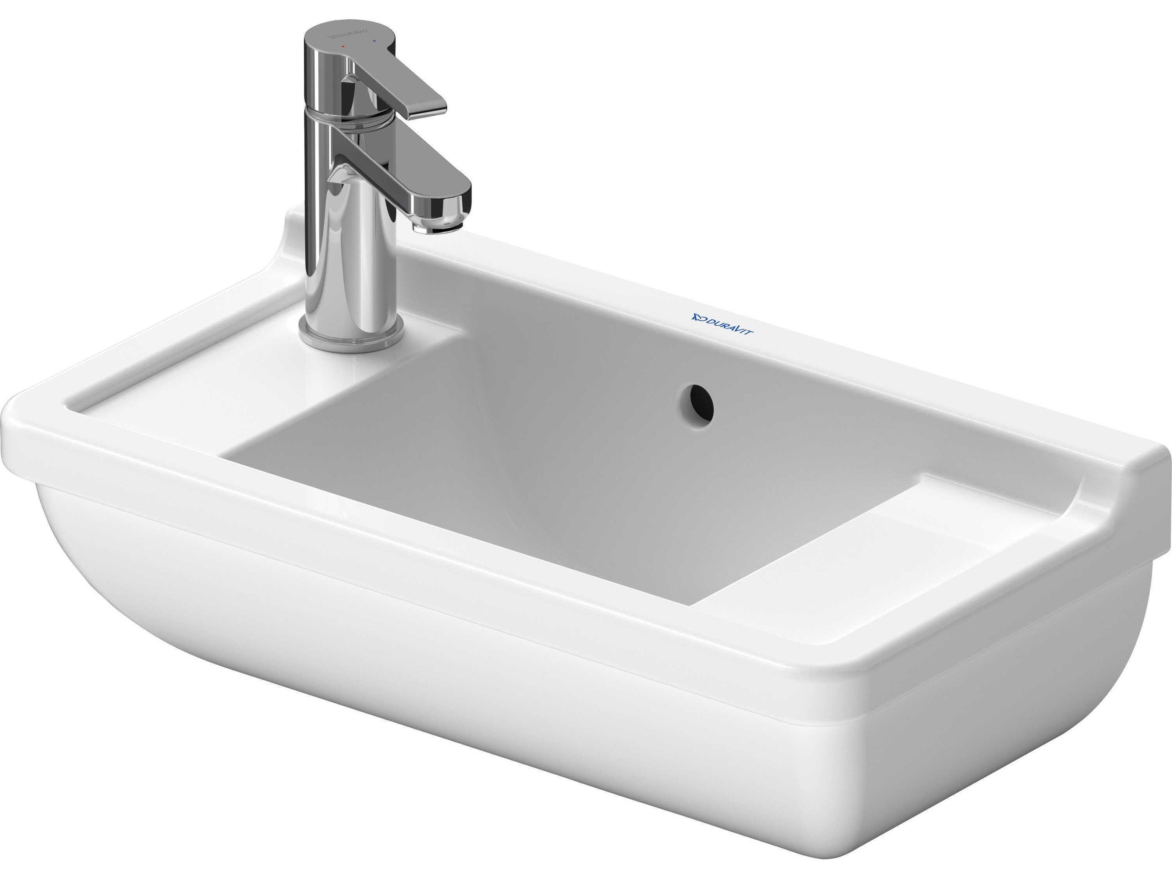 Duravit Starck 3 20'' Ceramic White High Gloss Hand Sink with No Faucet Hole
