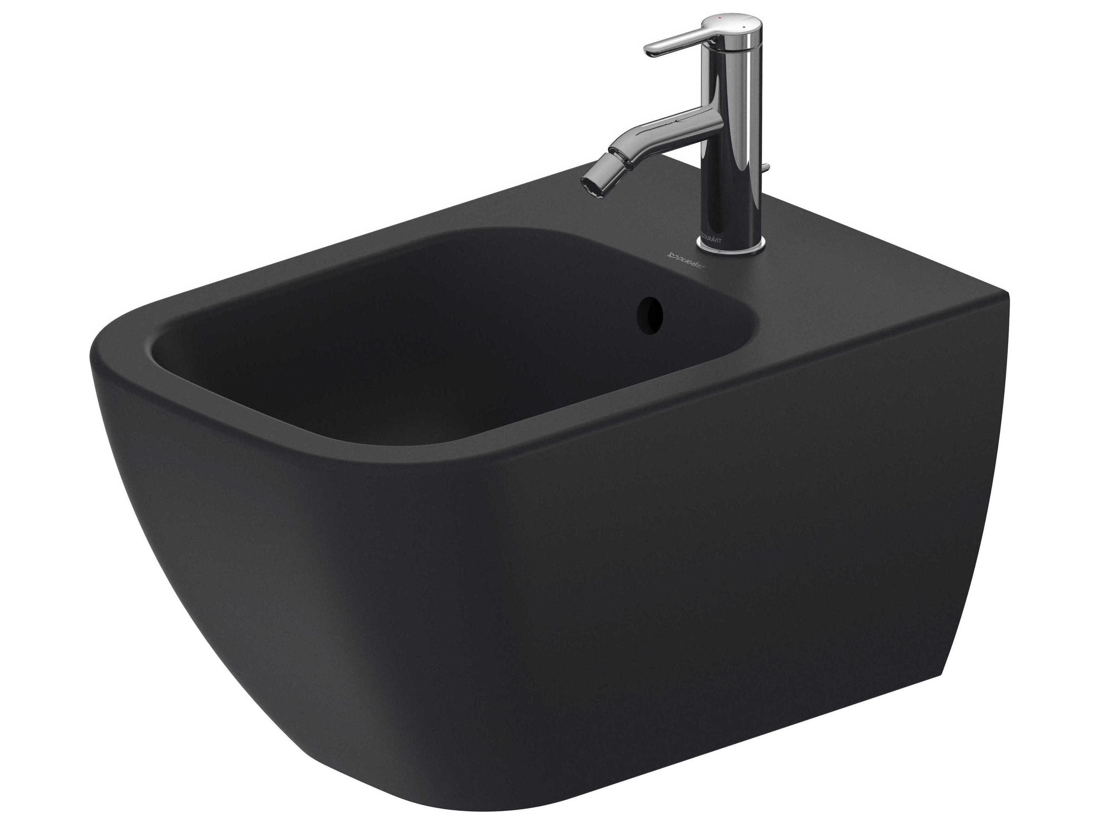 Duravit Happy D.2 14'' Anthracite Matt Wall-Mounted Bidet with 1 Faucet Hole