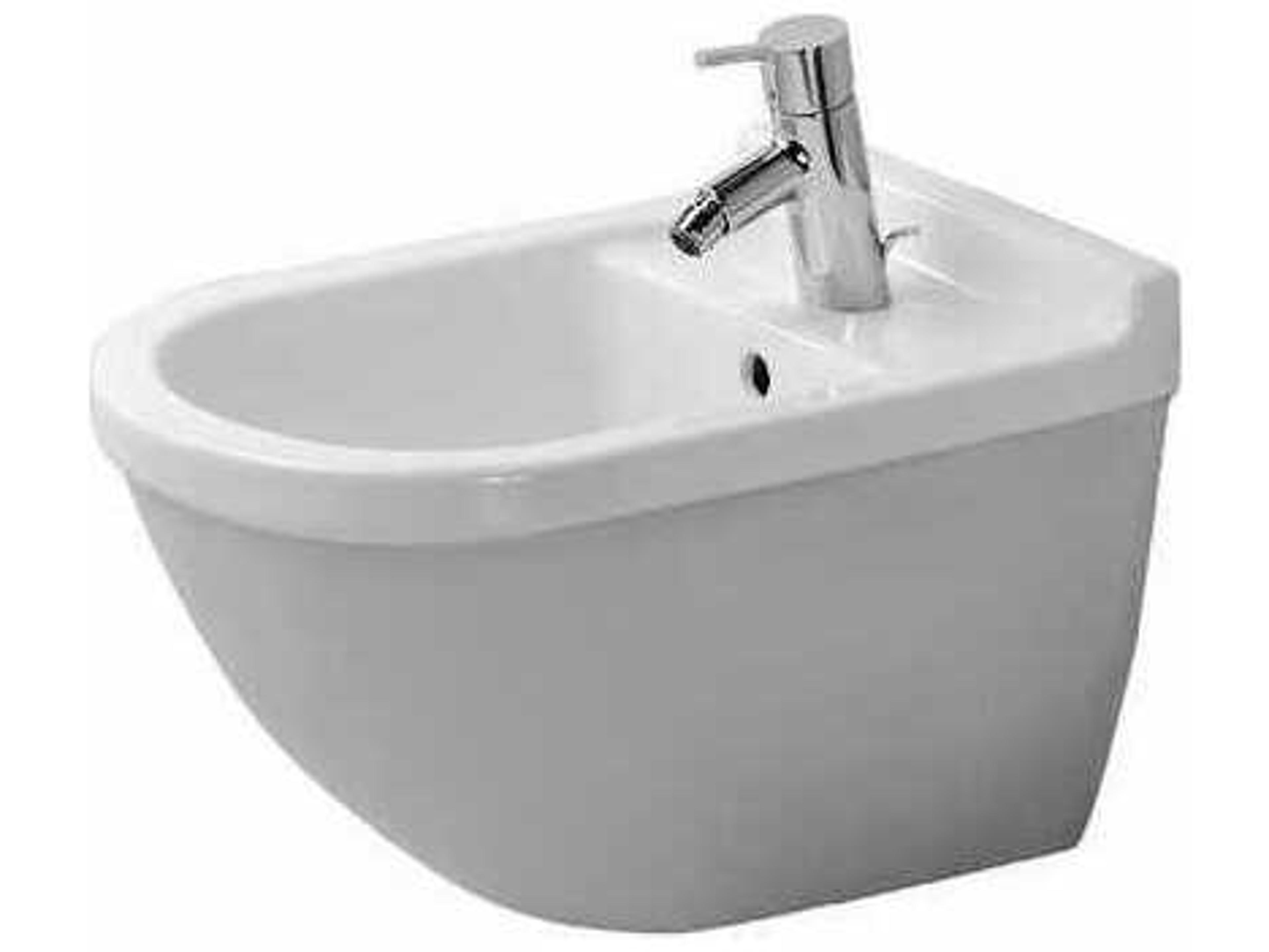 Duravit Starck 3 14'' Ceramic White High Gloss Wall-Mounted Bidet with 1 Faucet Hole