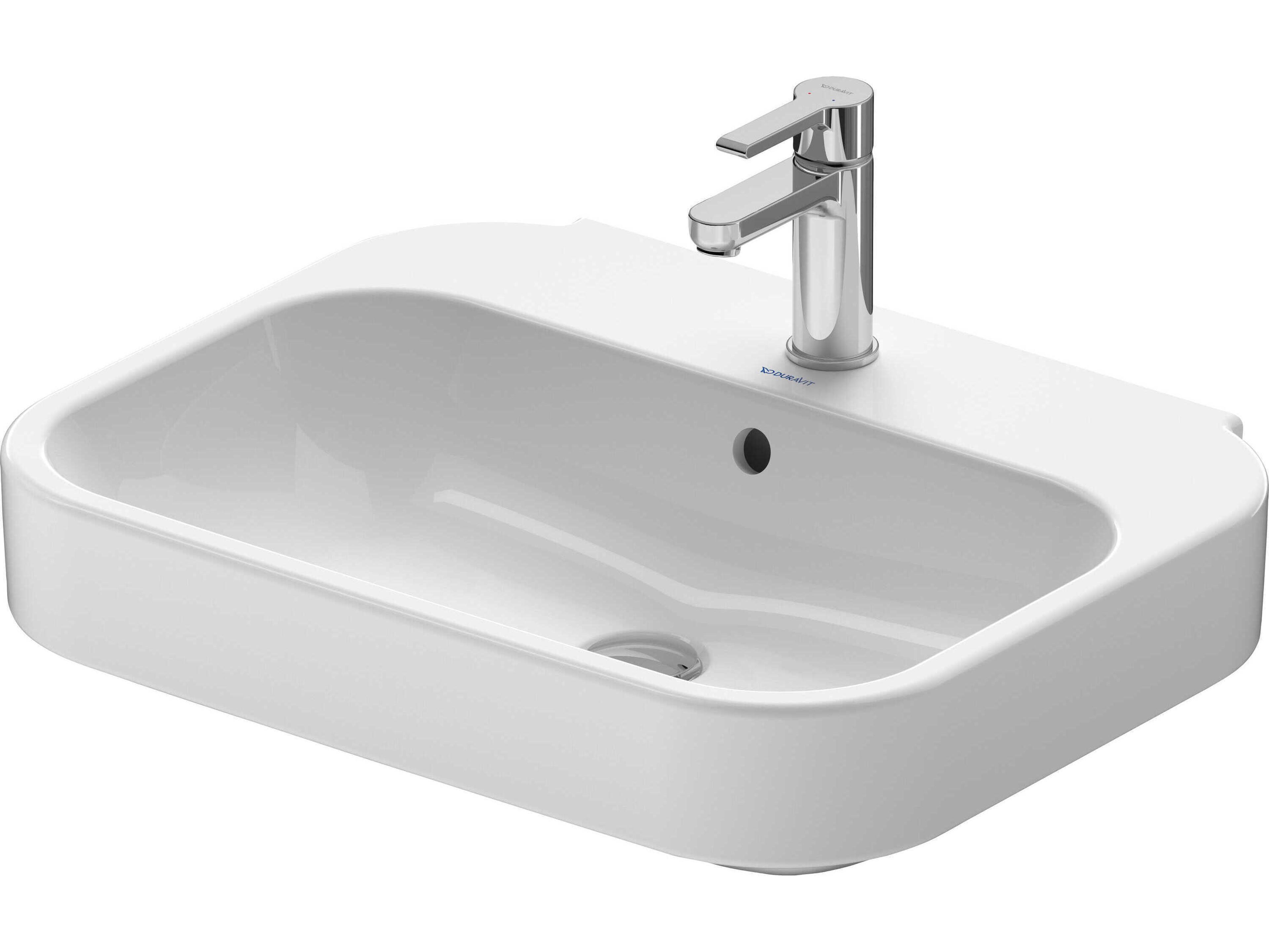 Duravit Happy D.2  24'' Ceramic White High Gloss Sink with 3 Faucet Hole