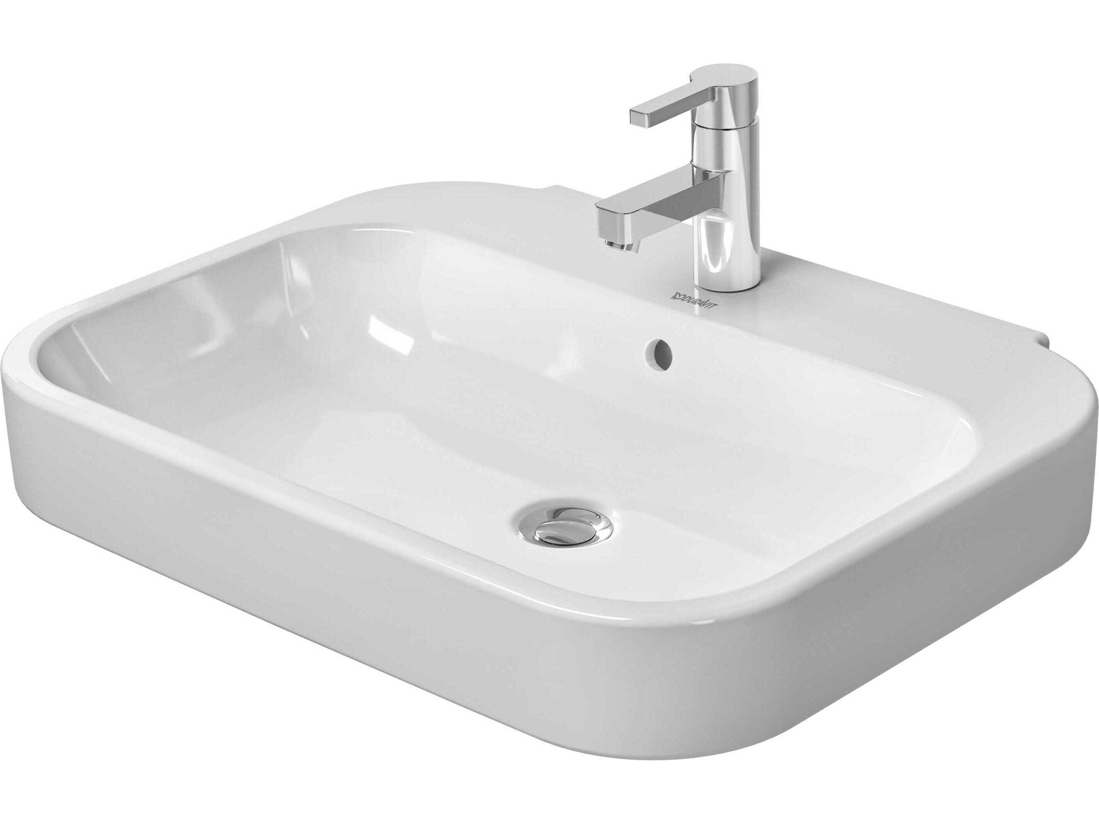 Duravit Happy D.2  26'' Ceramic White High Gloss Sink with 1 Faucet Hole