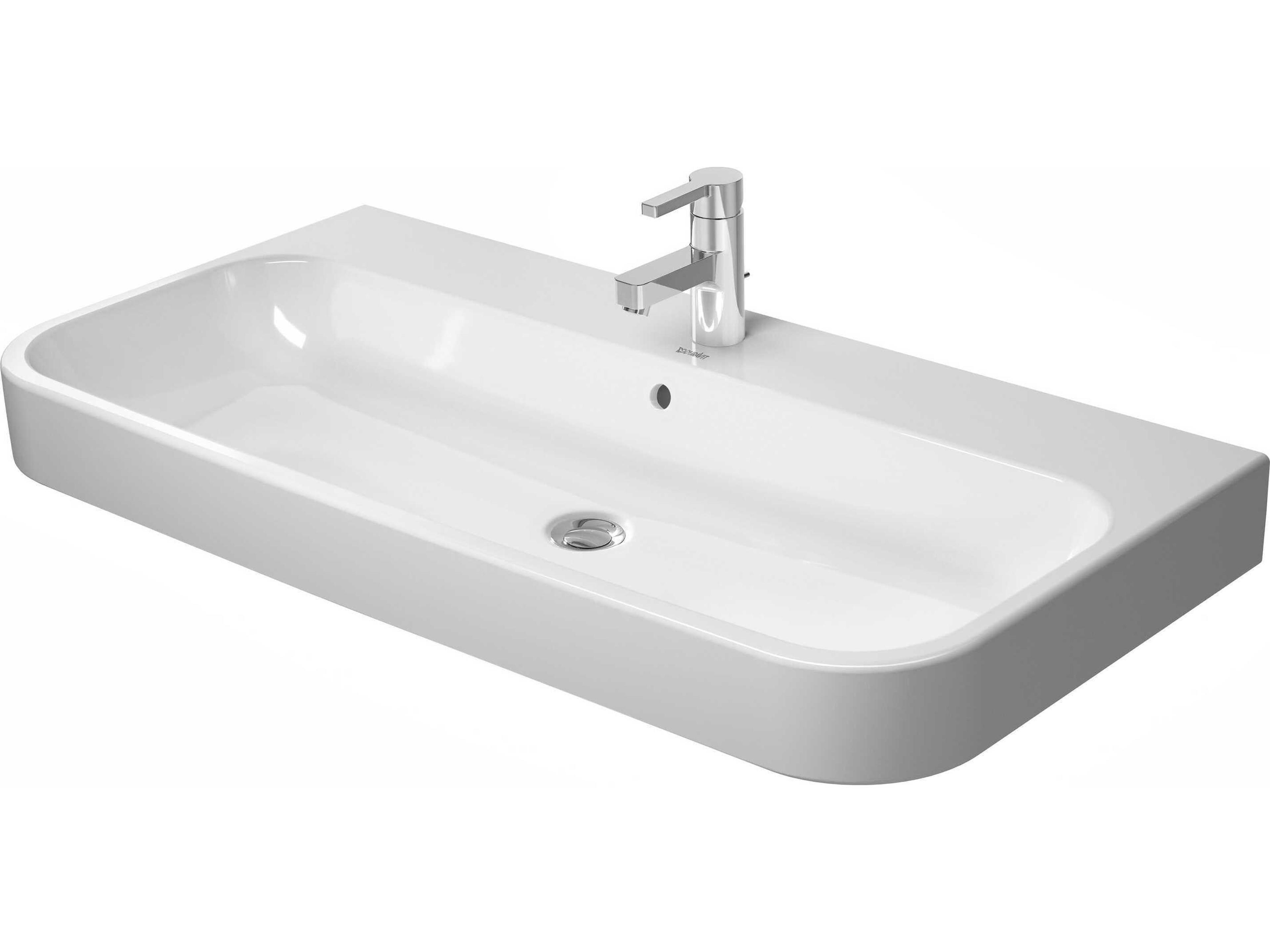 Duravit Happy D.2 39'' Ceramic White High Gloss Sink with 1 Faucet Hole