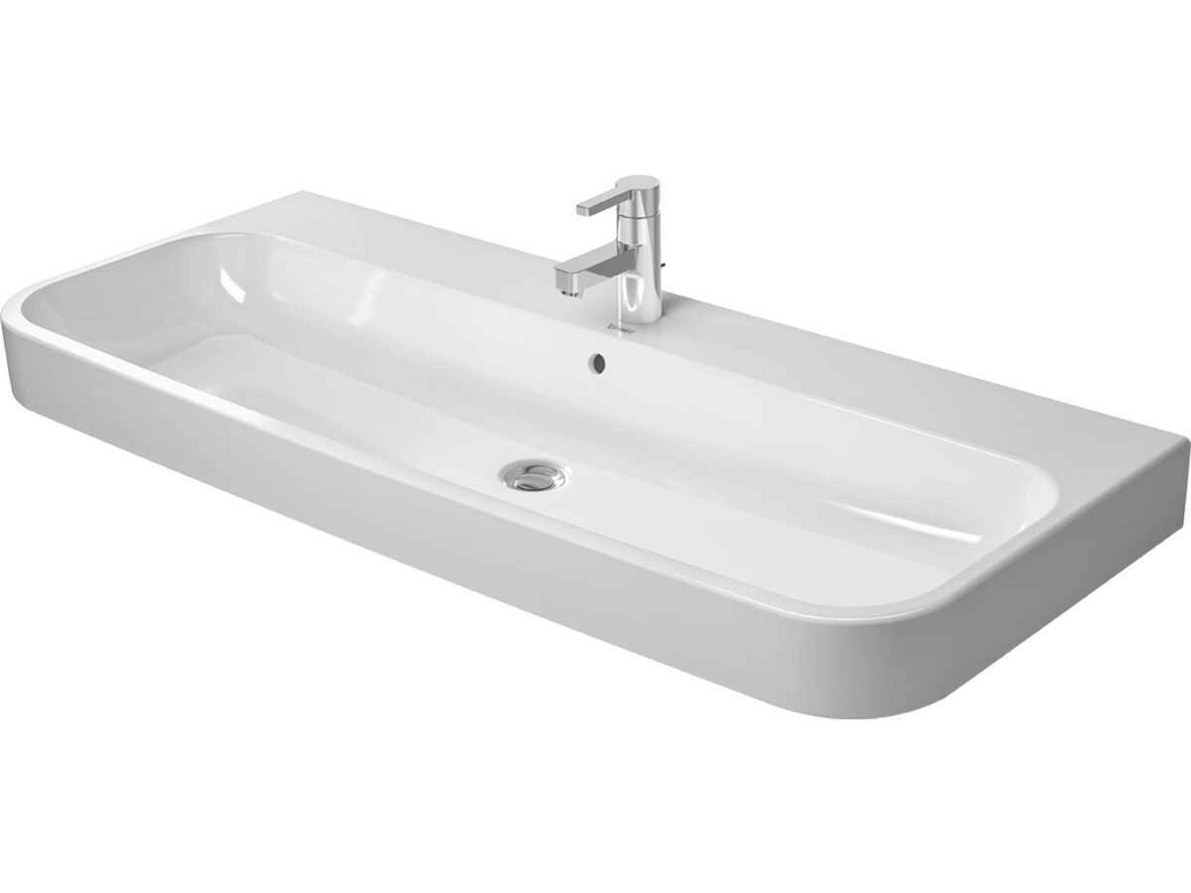 Duravit Happy D.2 47'' Ceramic White High Gloss Sink with 3 Faucet Hole