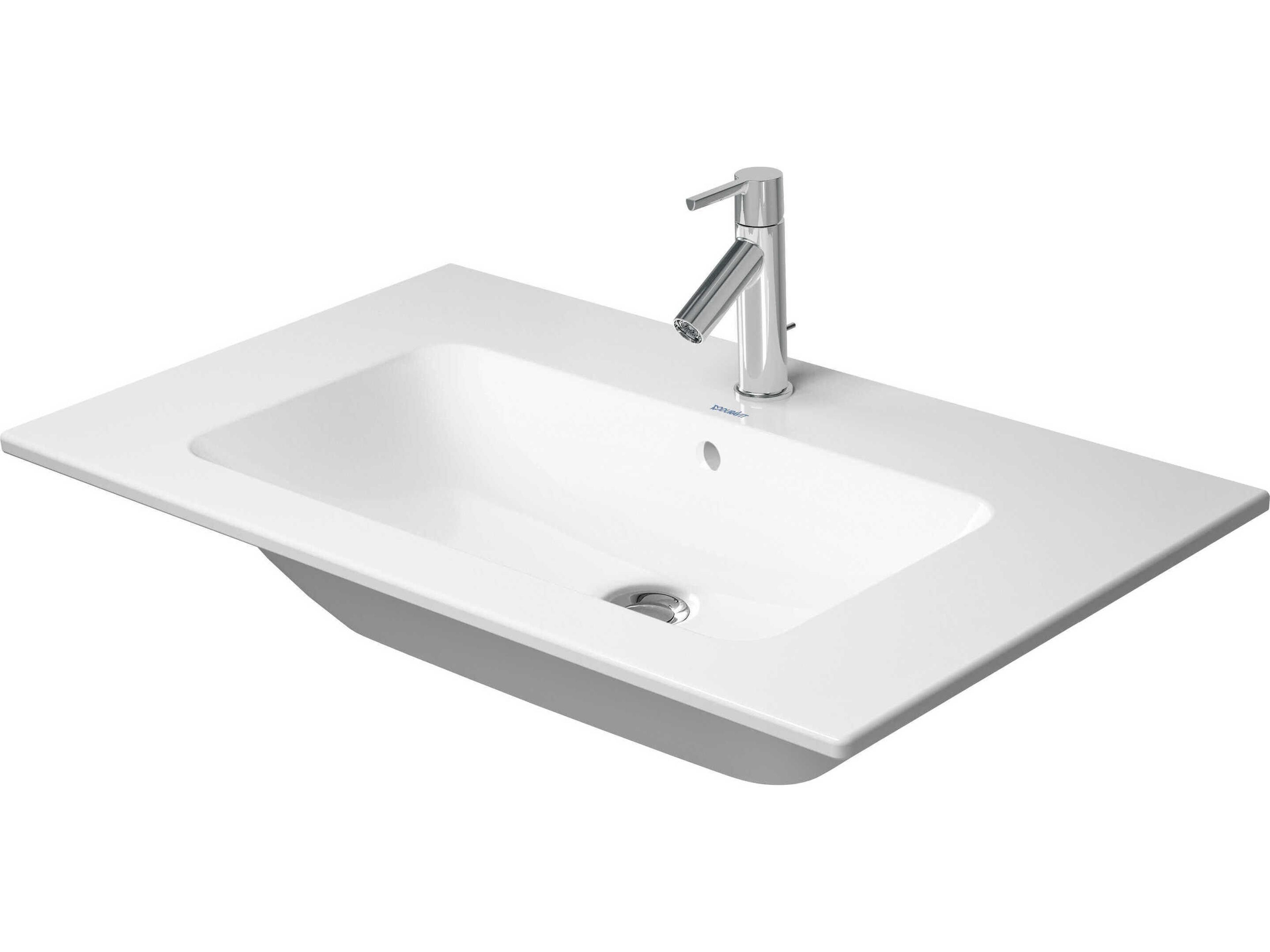 Duravit Me By Starck 33'' Ceramic White High Gloss Sink with 0 Faucet Hole