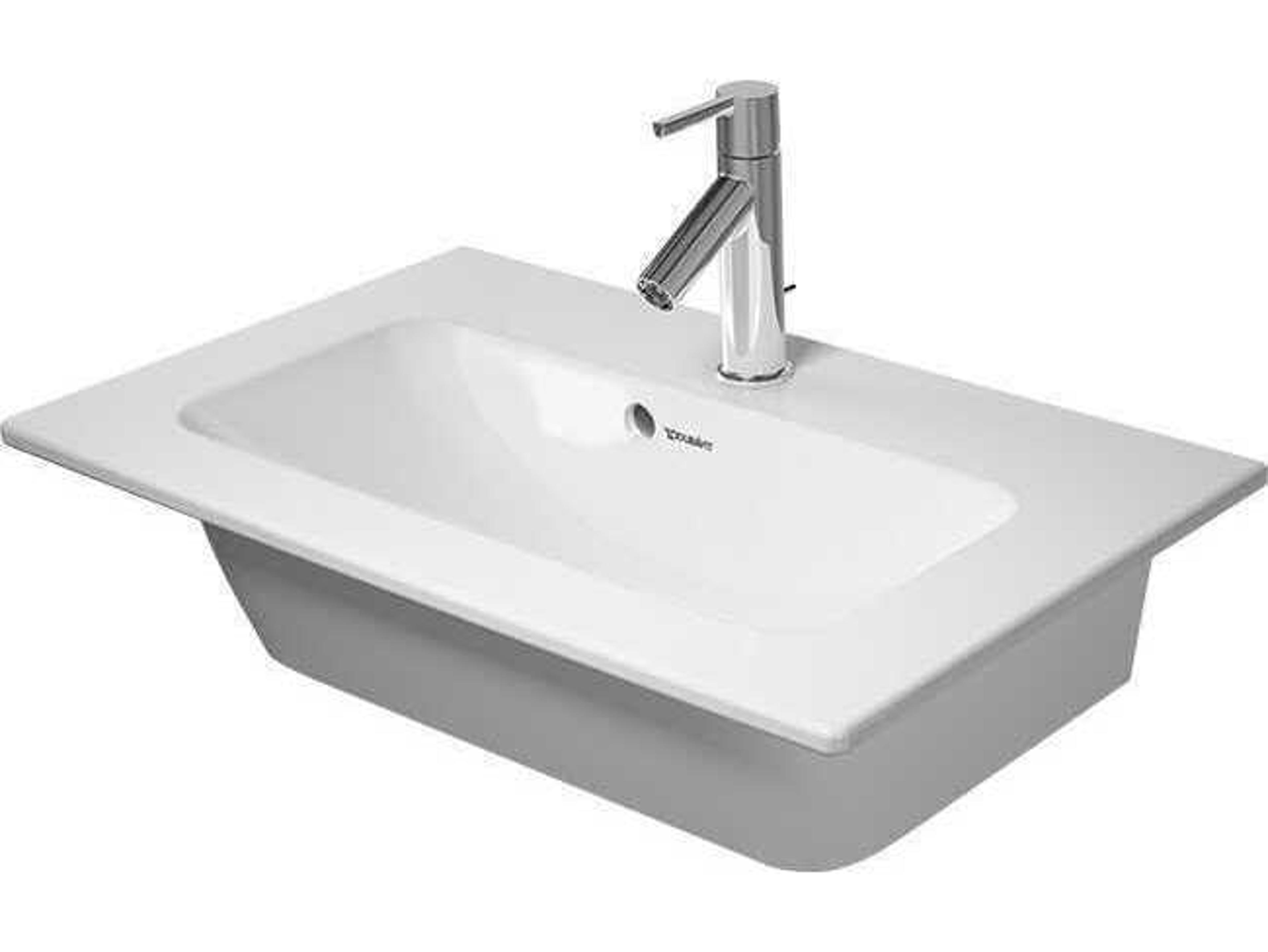 Duravit Me By Starck 25'' Ceramic White Satin Matt Sink with 0 Faucet Hole