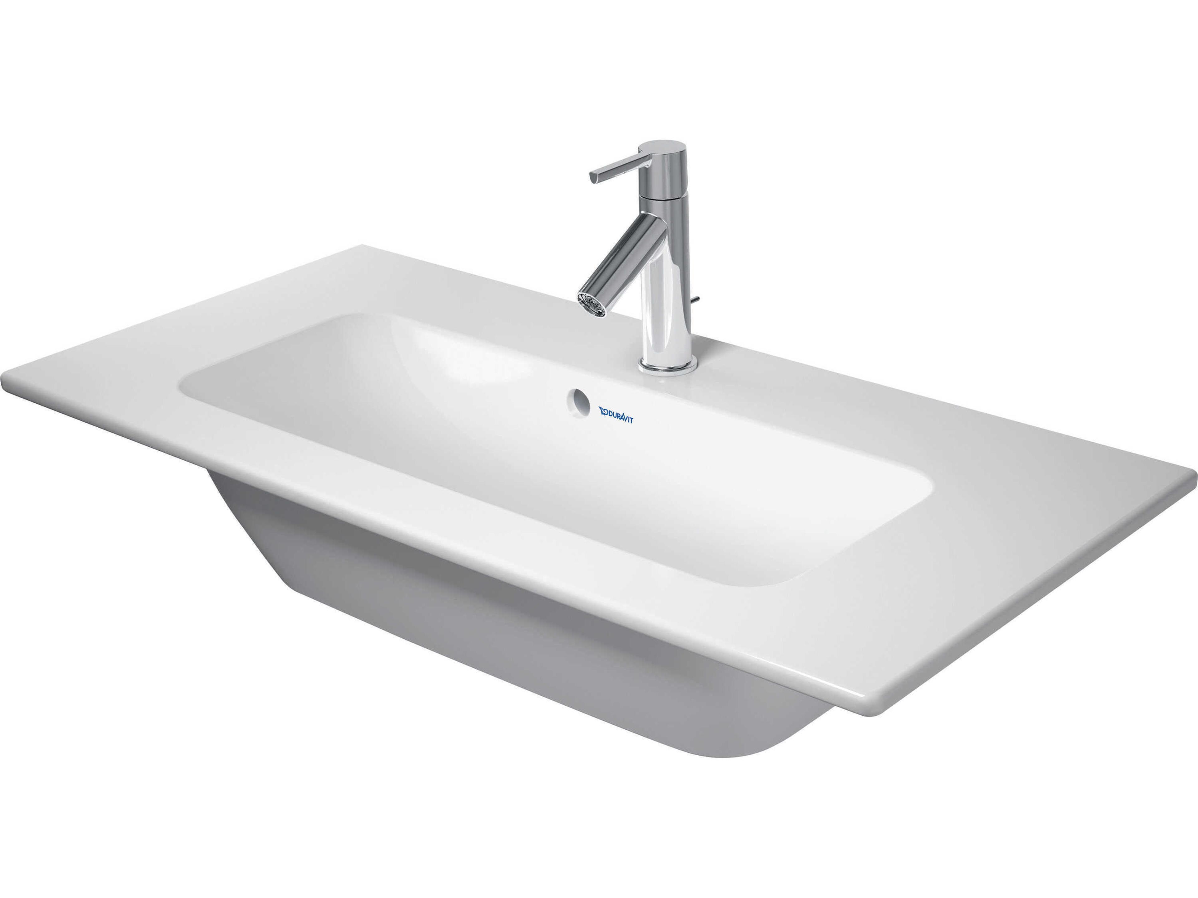 Duravit Me By Starck 33'' Ceramic White Satin Matt Sink with 0 Faucet Hole