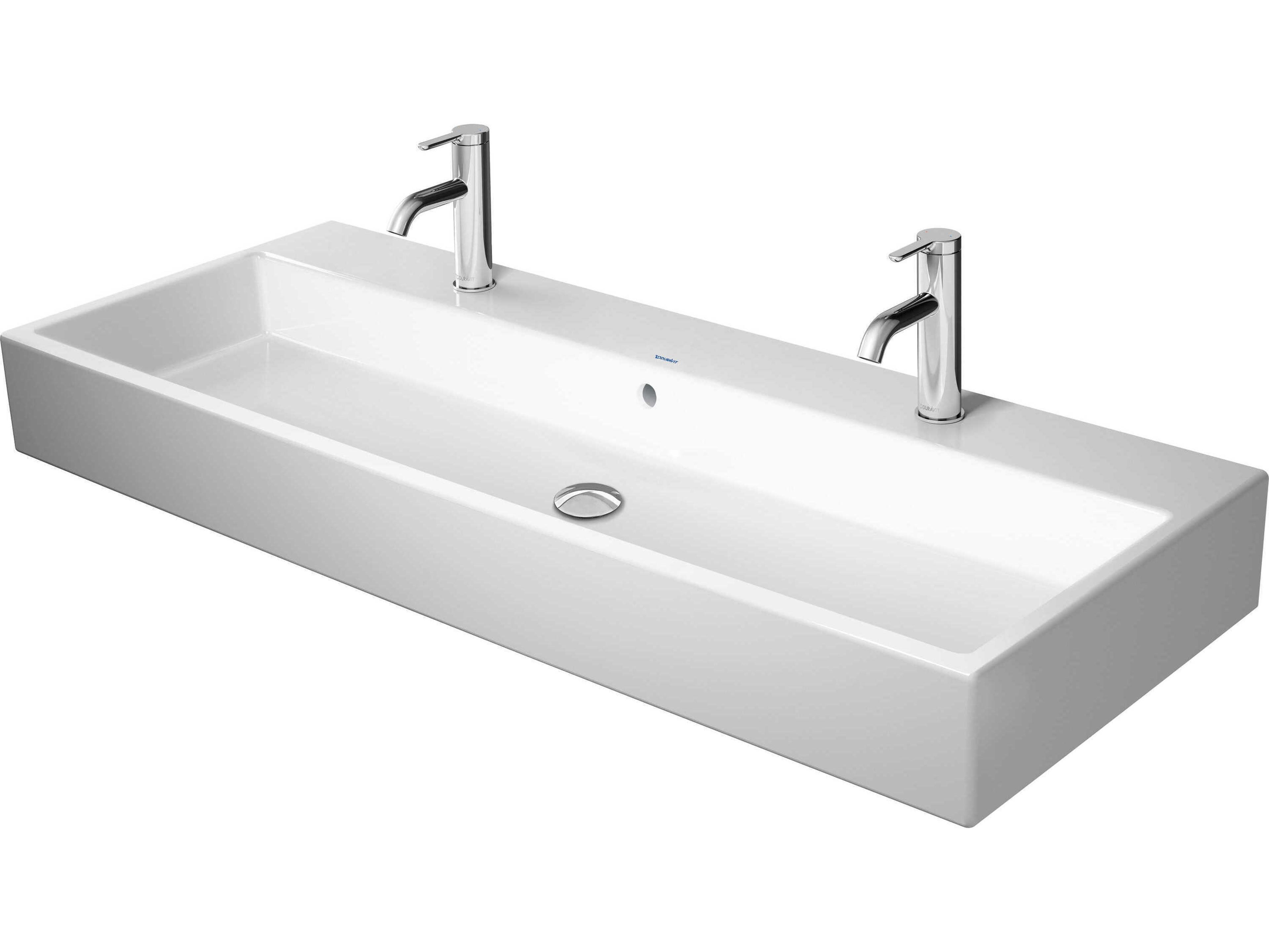 Duravit Vero 47'' Ceramic White High Gloss Sink with 1 Faucet Hole - 2 basins -Ground
