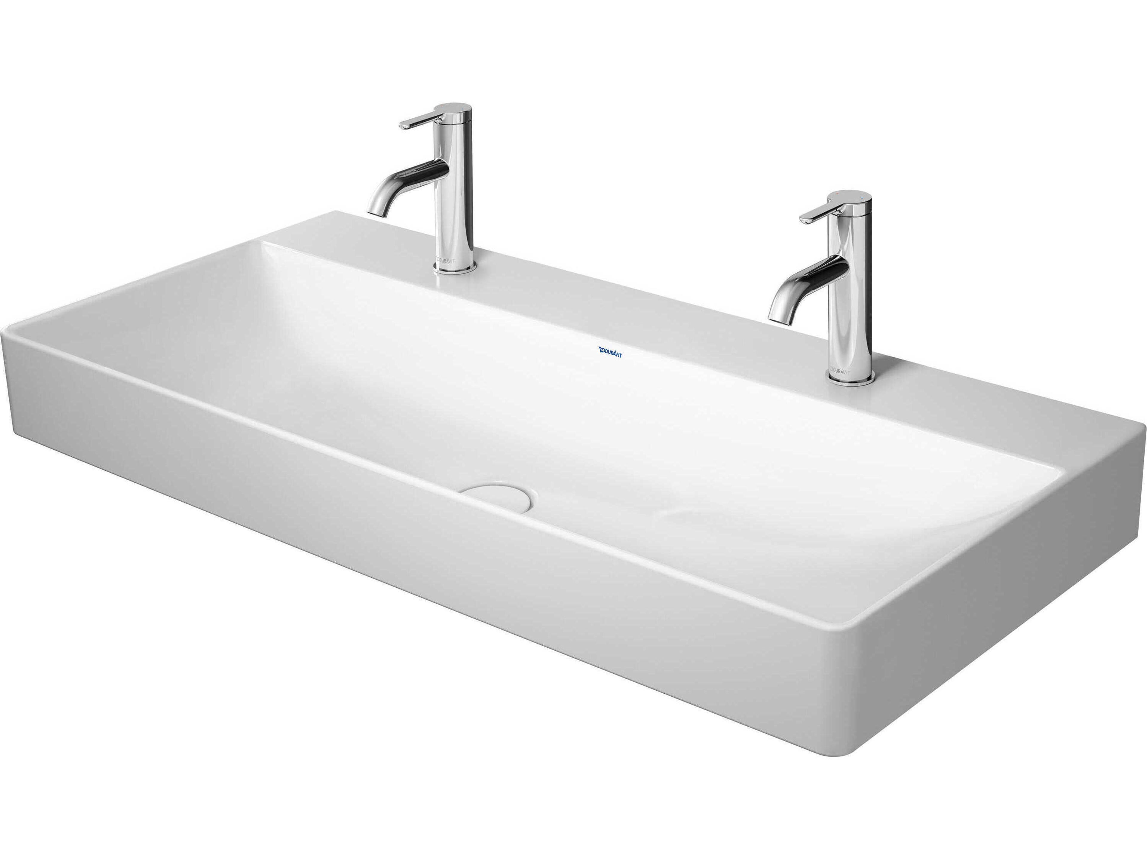 Duravit Durasquare 40'' White High Gloss Sink with 1 Faucet Hole - 2 basins