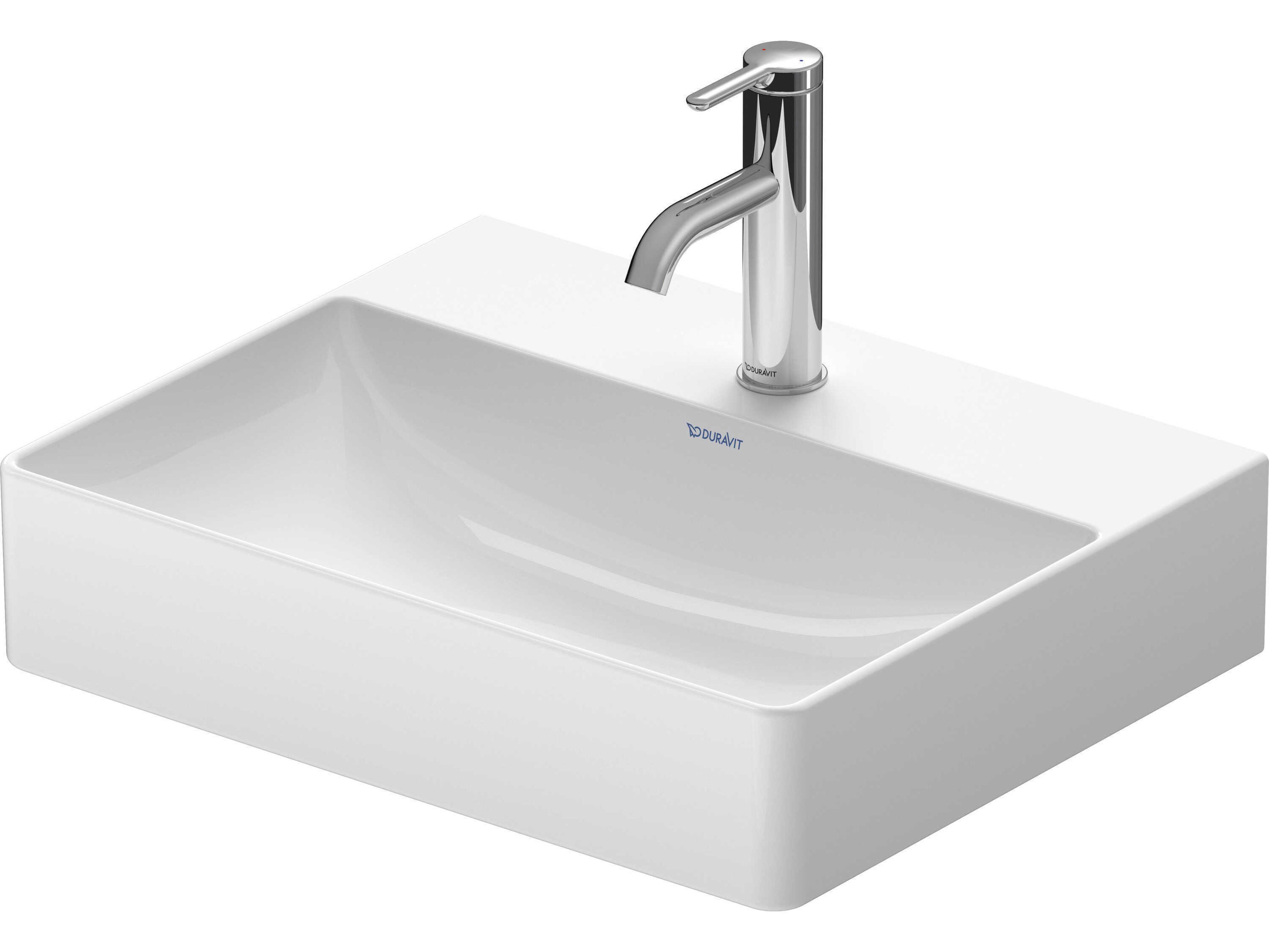 Duravit Durasquare 20'' White High Gloss Sink with 1 Faucet Holes