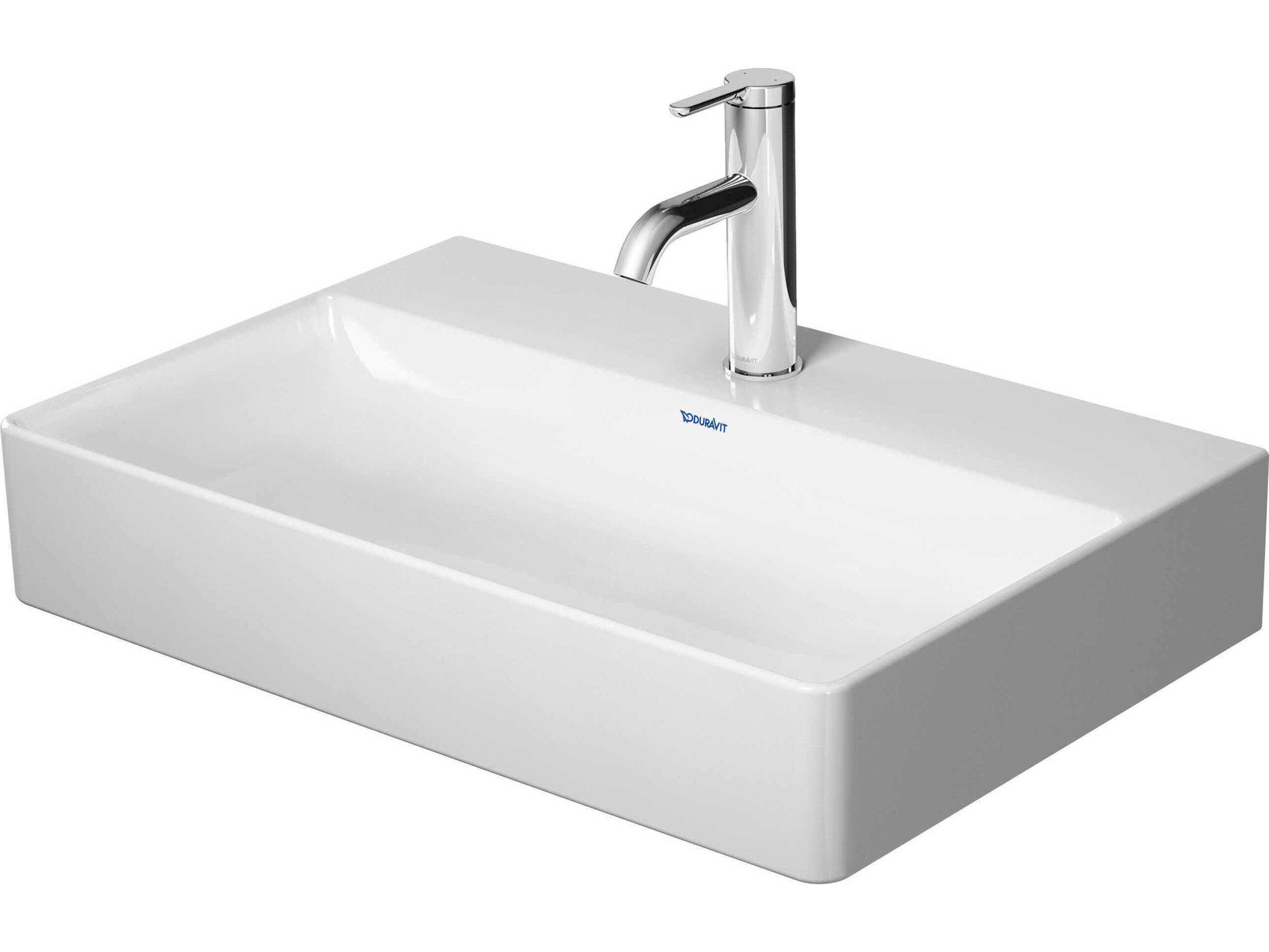 Duravit Durasquare 24'' White High Gloss Sink with 3 Faucet Holes - Ground