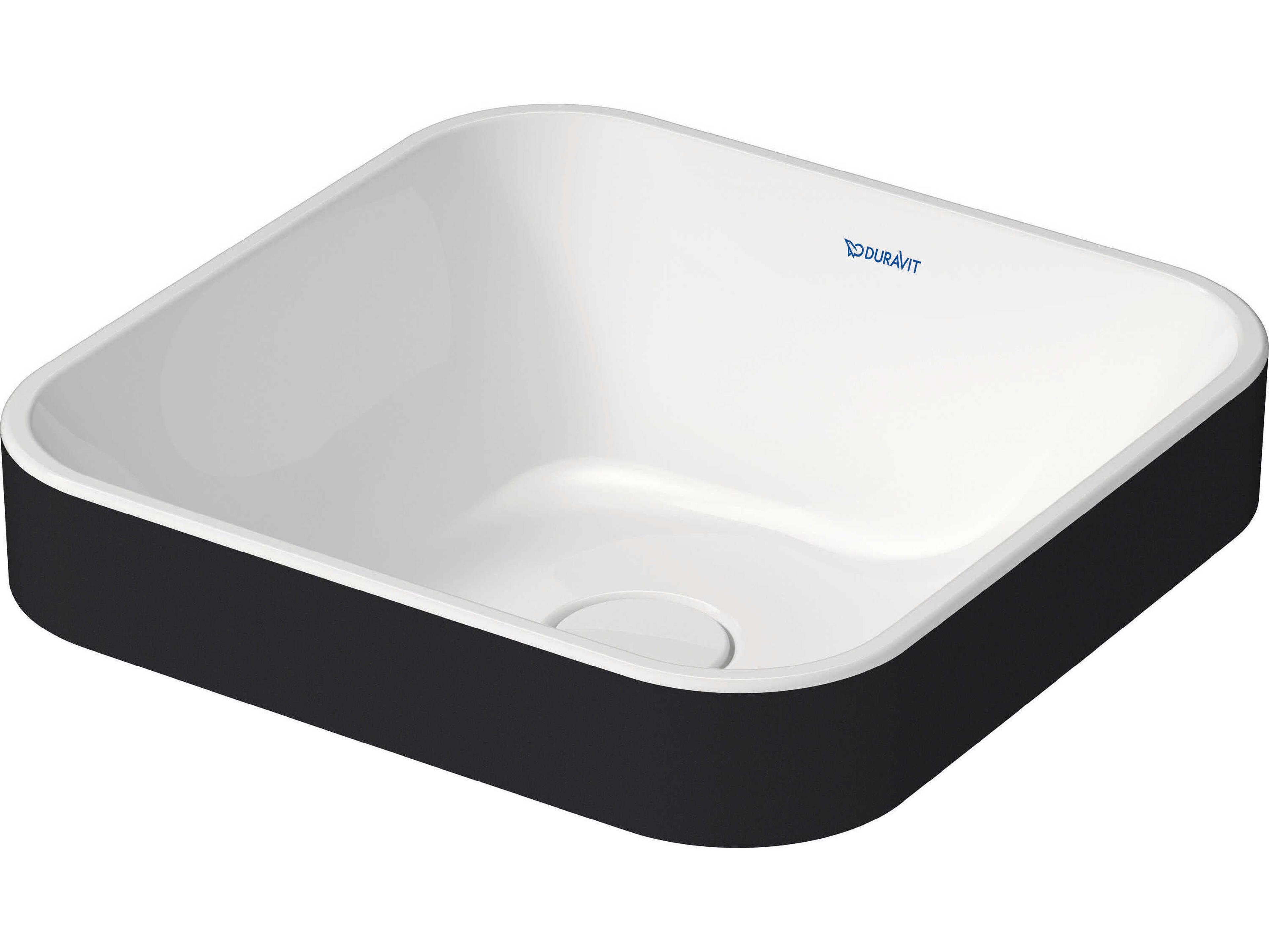 Duravit Happy D.2 16'' White/Anthracite Matt Washbowl Sink with No Faucet Hole