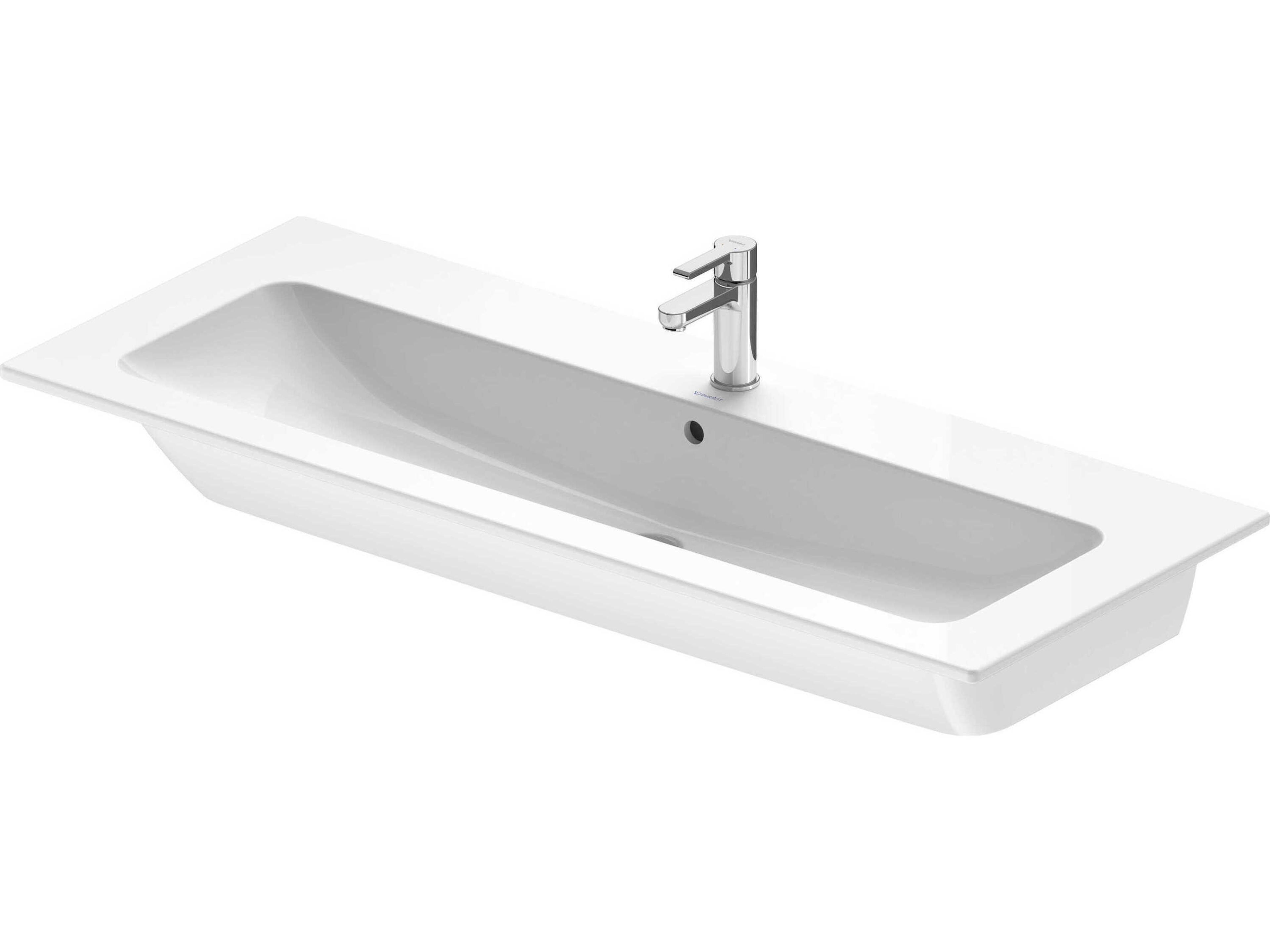 Duravit Me By Starck 48'' Ceramic White High Gloss Sink with 1 Faucet Hole