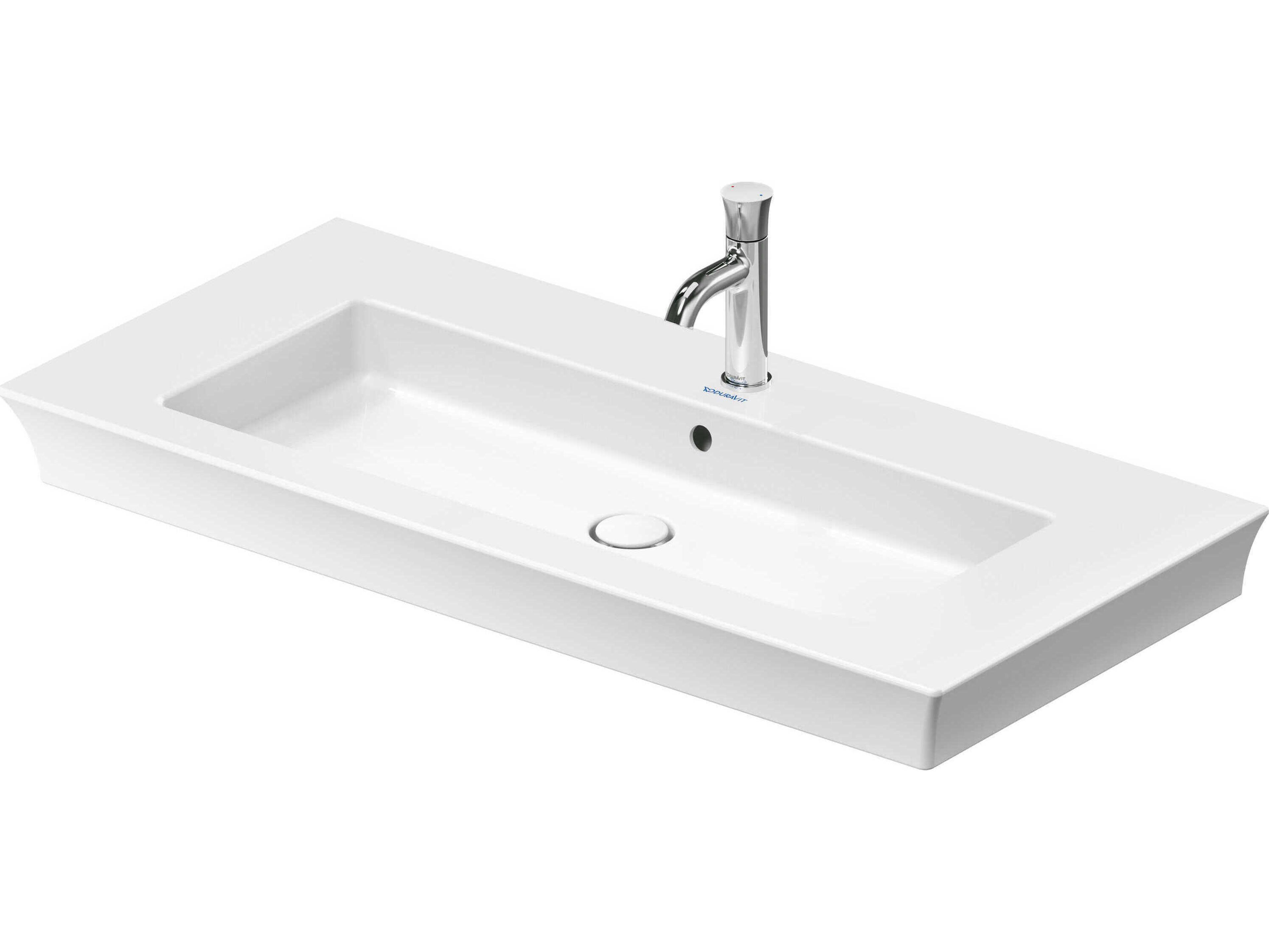 Duravit White Tulip 42'' Ceramic White High Gloss Sink with 1 Faucet Hole
