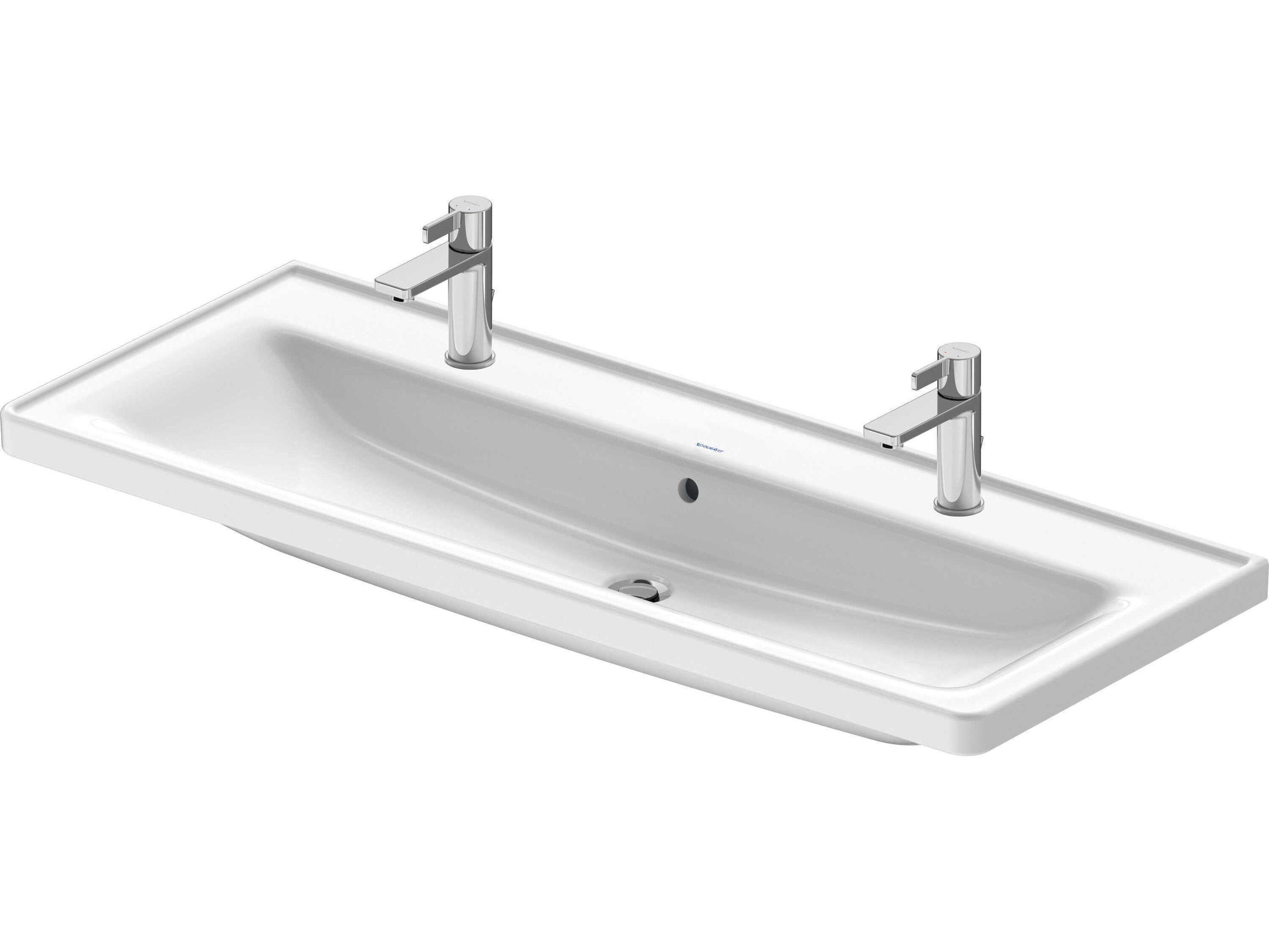 Duravit D-neo 48'' Ceramic White High Gloss Sink with 2 Faucet hole