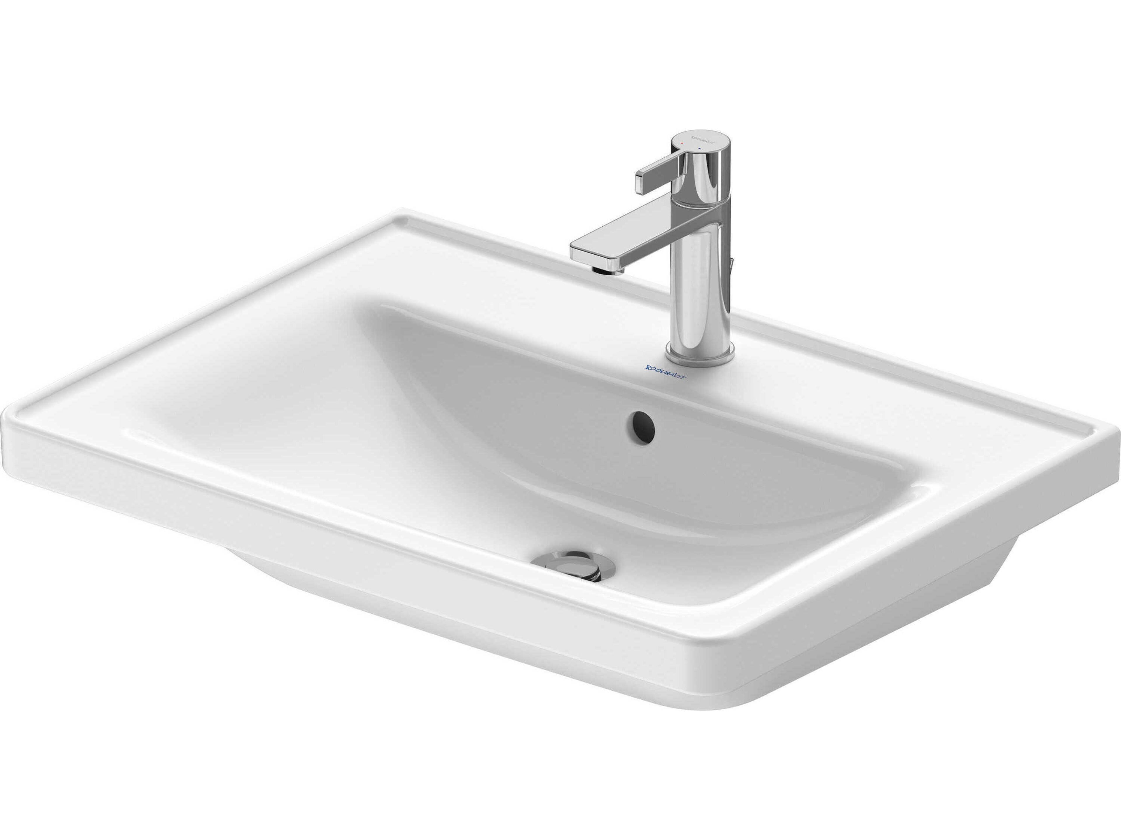 Duravit D-neo 26'' Ceramic White High Gloss Sink with 1 Faucet hole