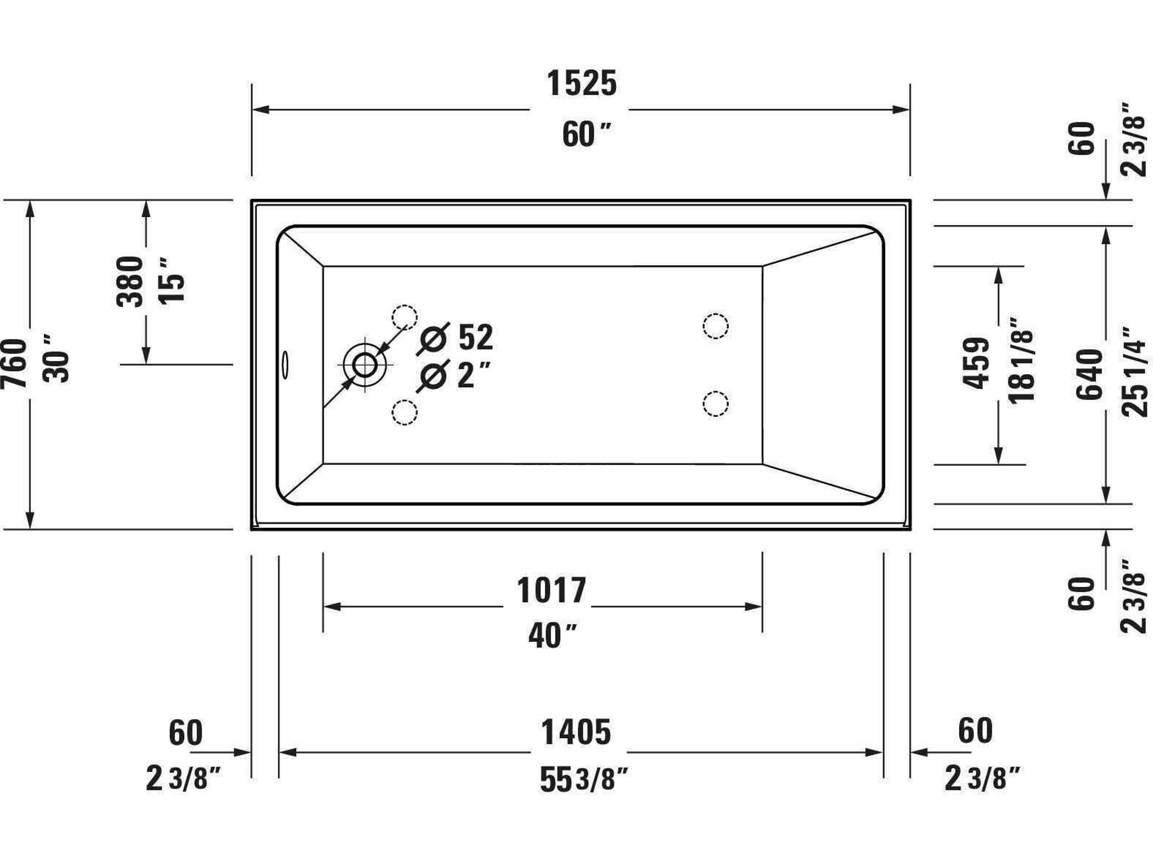 Duravit Duravit No.1 60'' Acrylic Freestanding White Bathtub - Left Side Drain