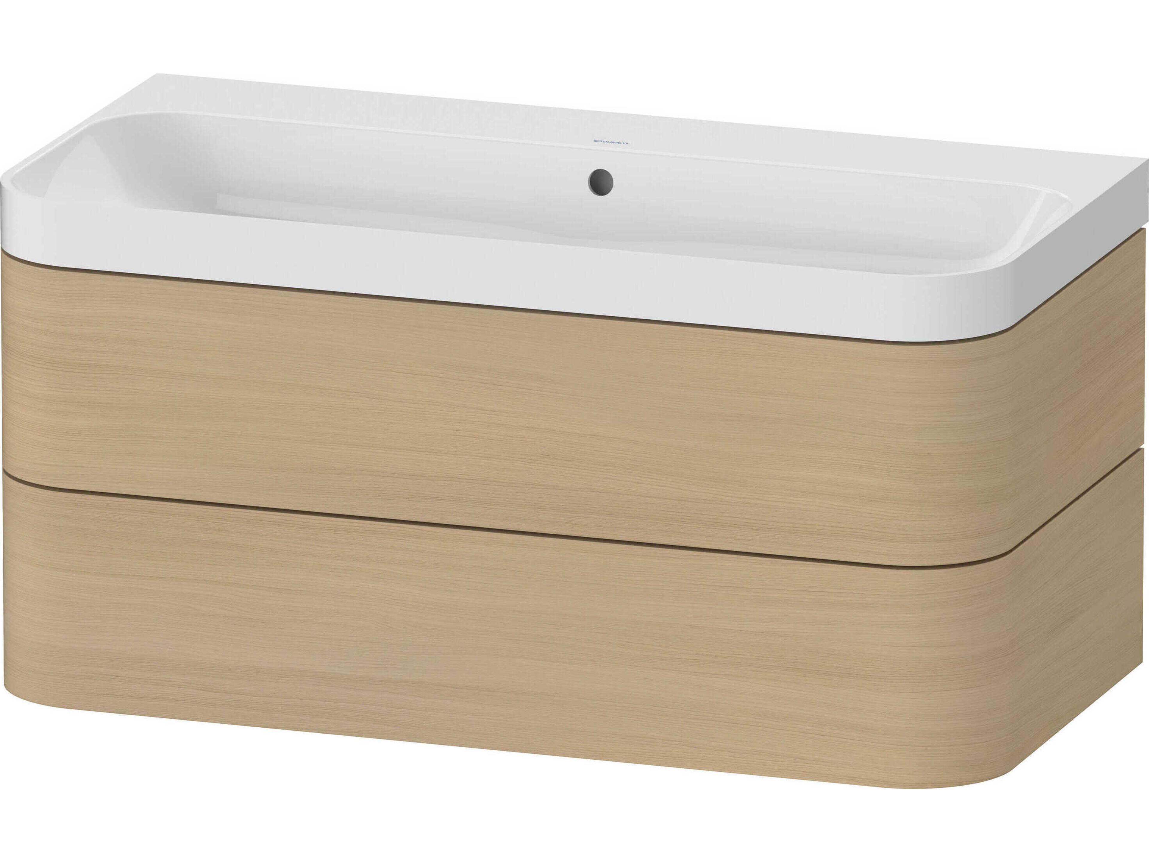 Happy D.2 38'' Mediterranean Oak Matt Wall-Mounted Set of Sink and Vanity