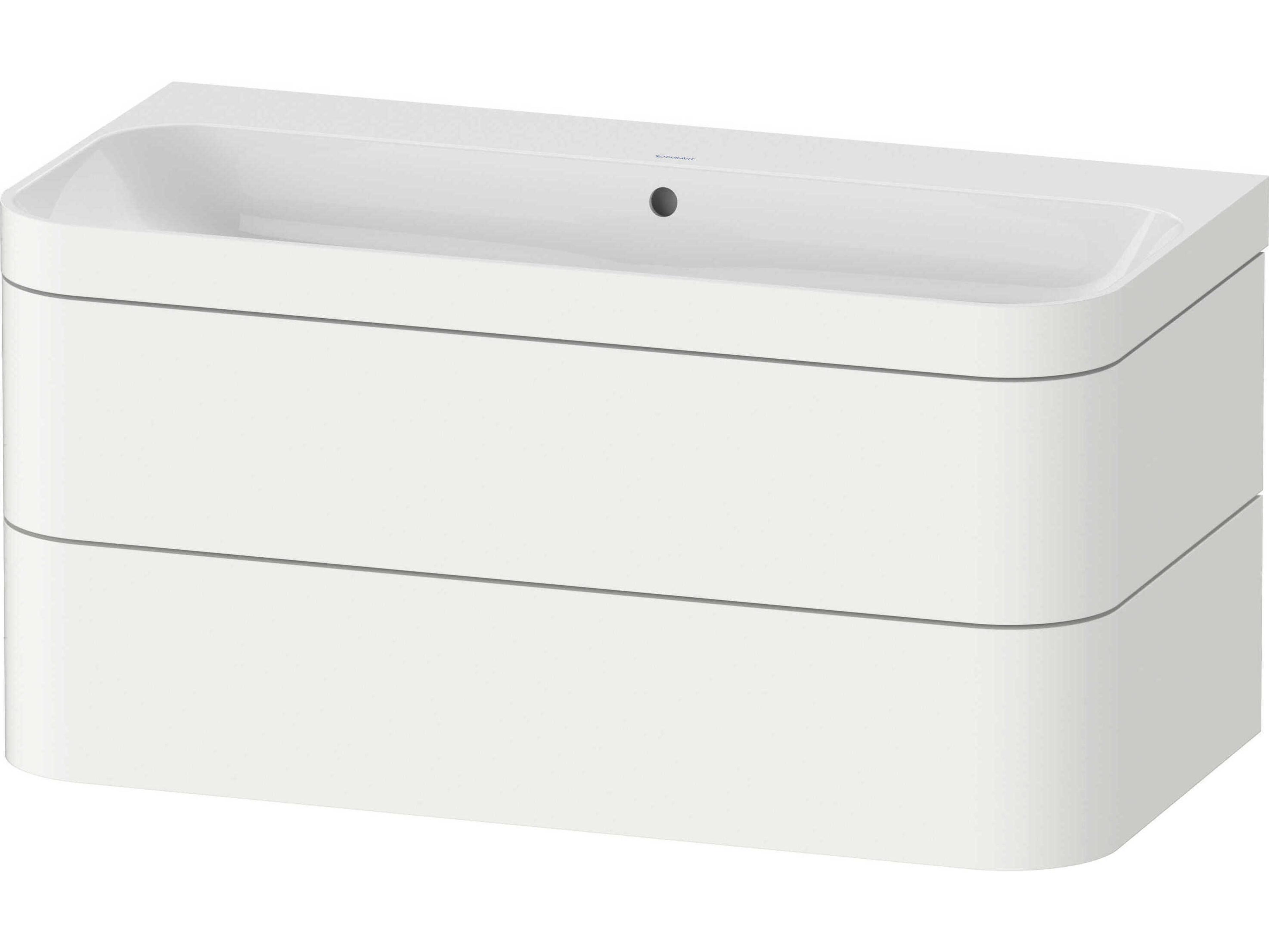 Duravit Happy D.2 38'' White Satin Matt Rectangular Wall-Mounted Set of Sink and Vanity