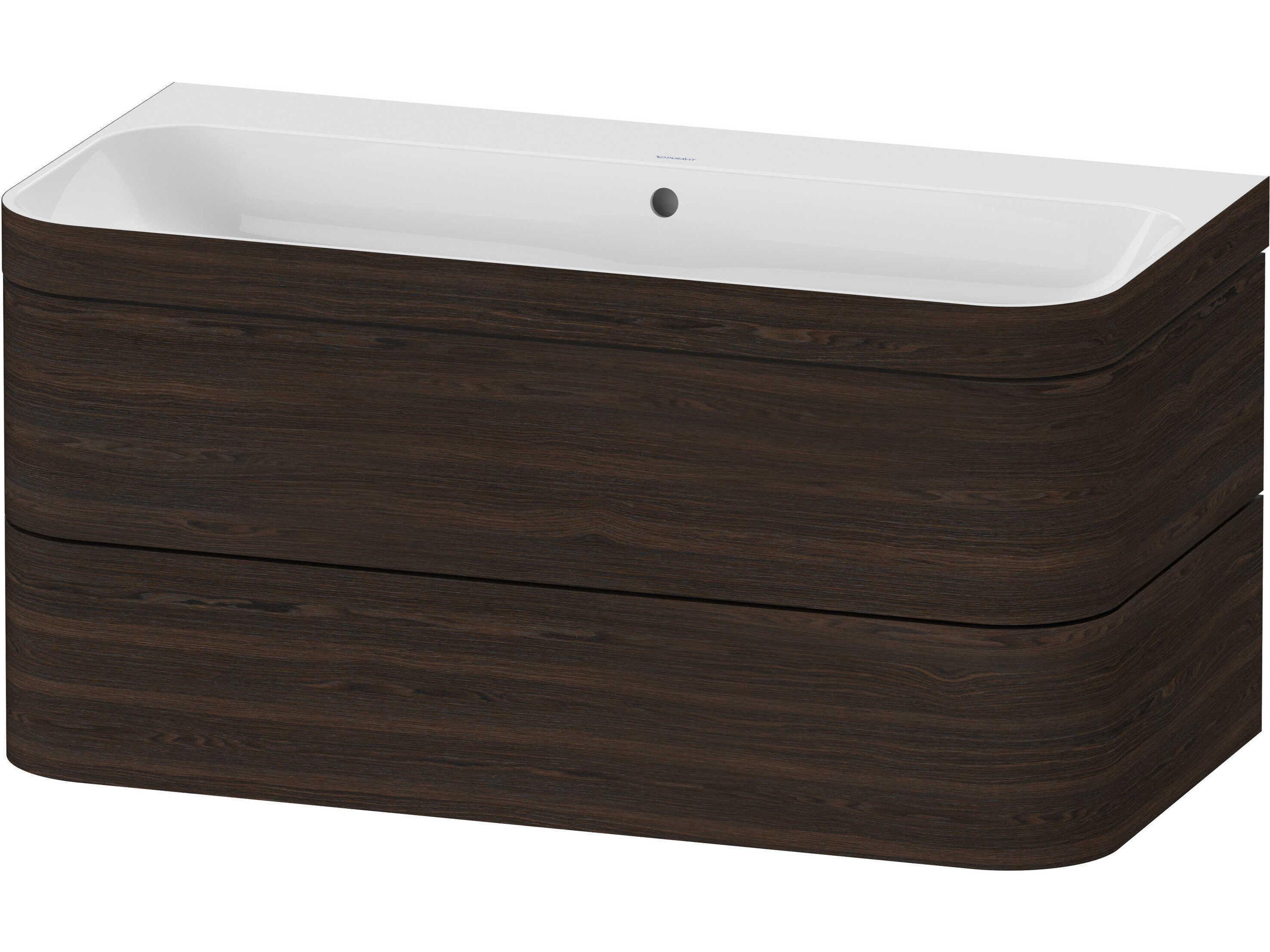 Duravit Happy D.2 38'' Walnut (brushed) Matt Rectangular Wall-Mounted Set of Sink and Vanity