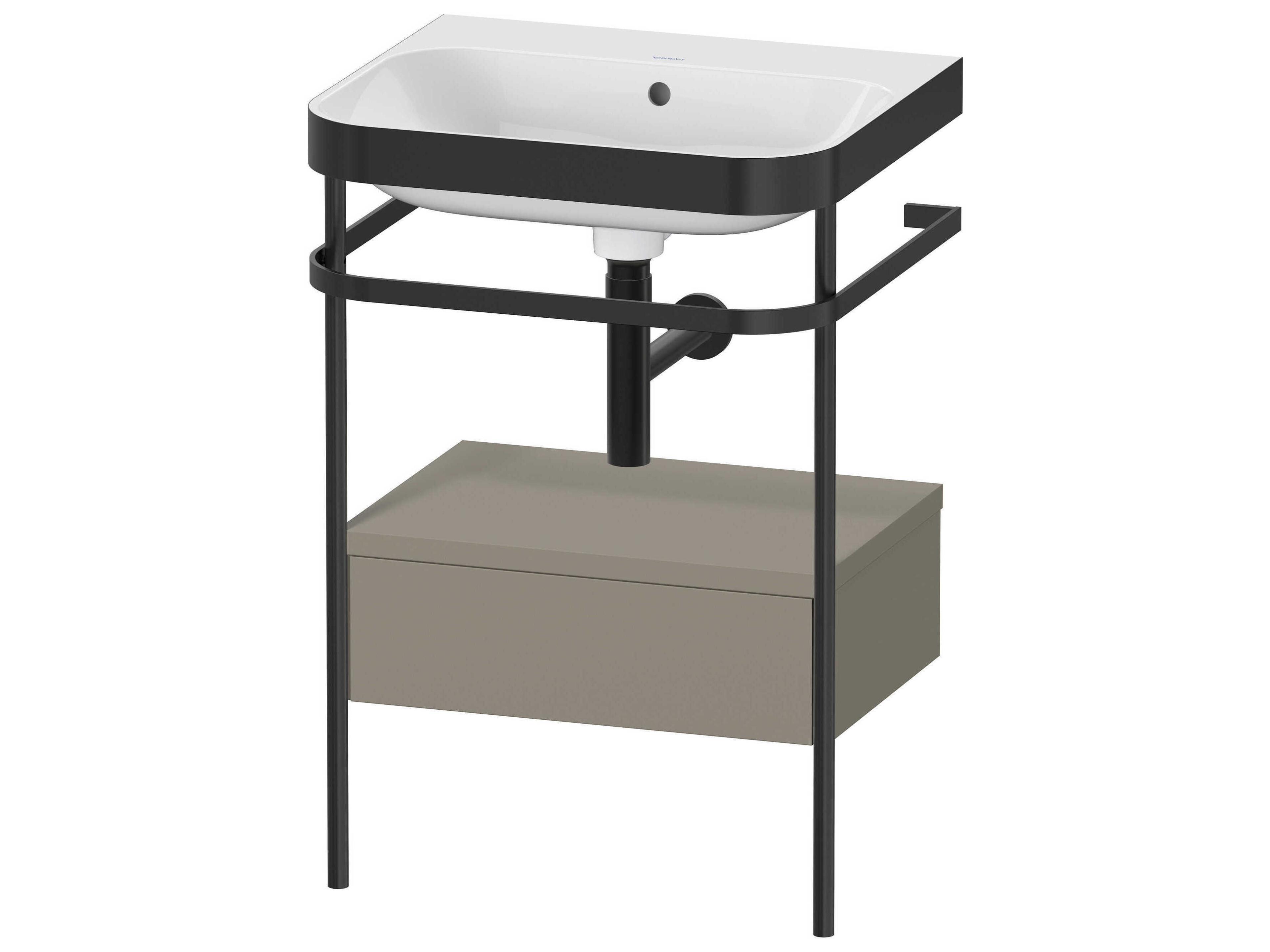 Duravit Happy D.2 23'' Stone Gray Satin Matt Set of Sink and Console