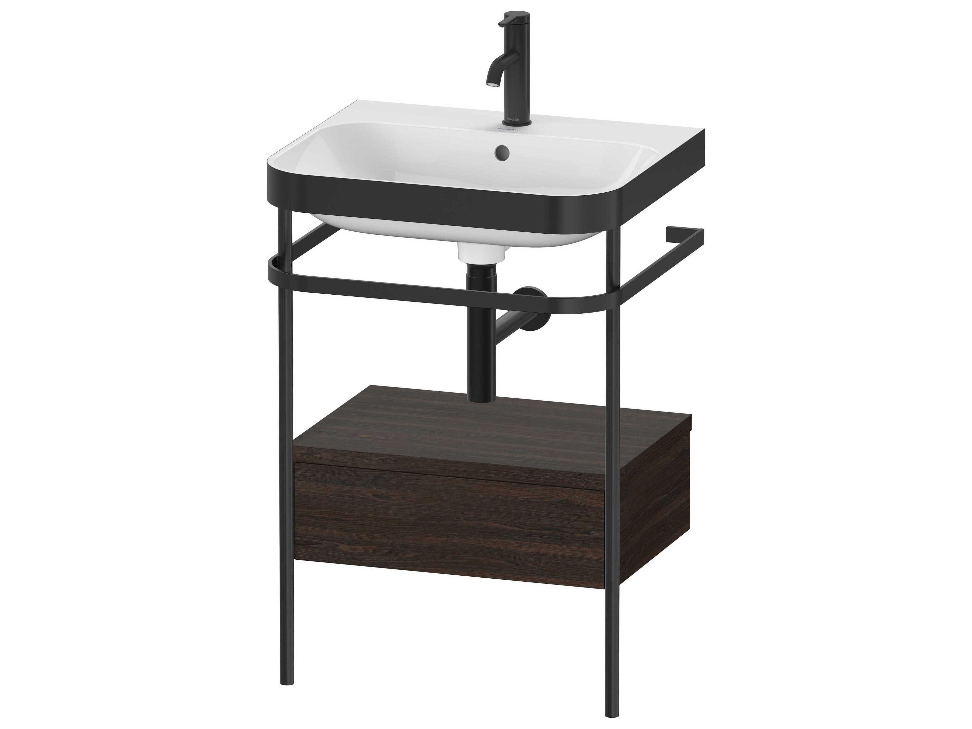 Duravit Happy D.2 23'' Walnut (Brushed) Matt Set of Sink and Console with 1 Faucet Hole
