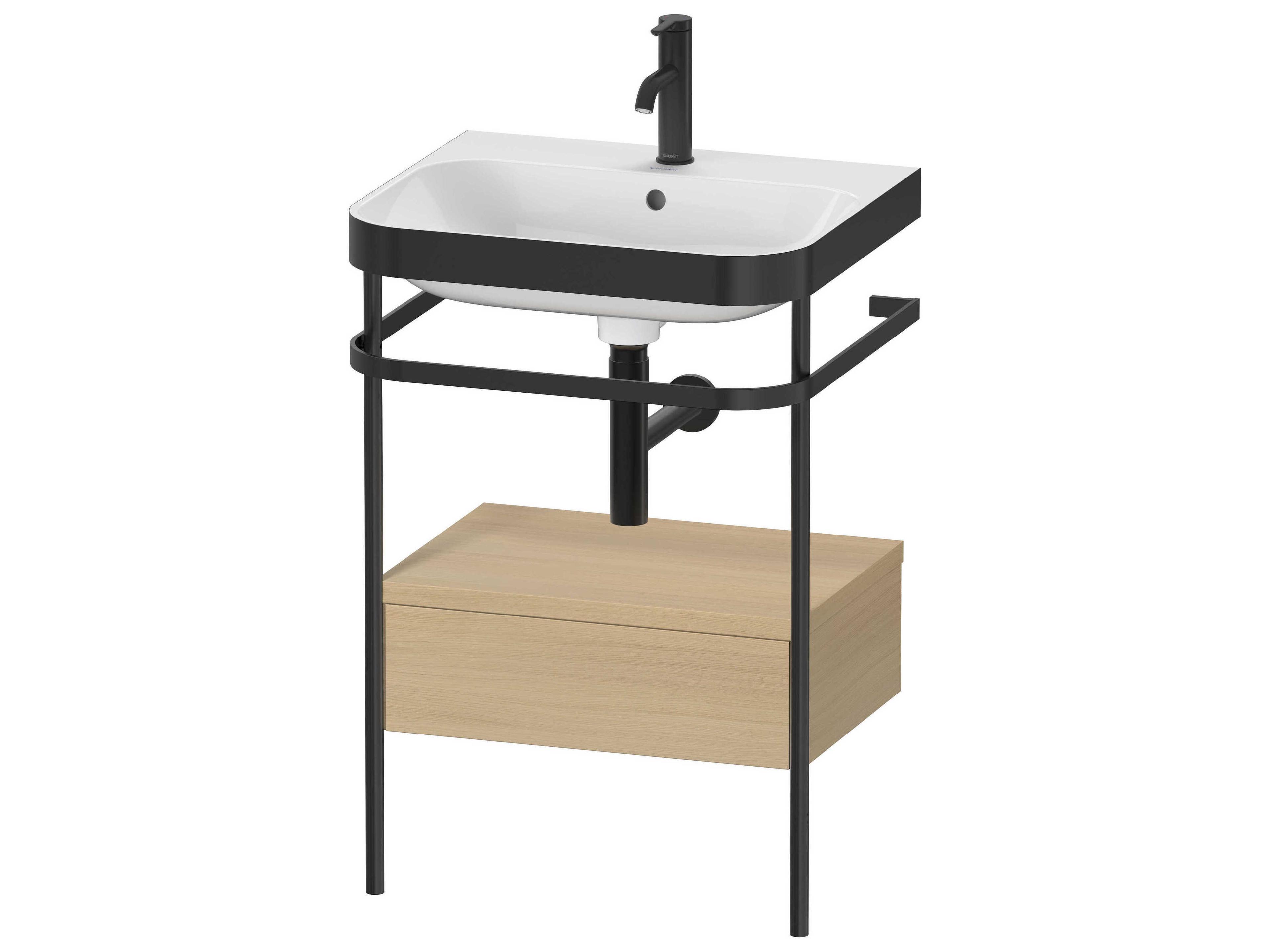 Duravit Happy D.2 23'' Mediterranean Oak Matt Set of Sink and Console with 1 Faucet Hole