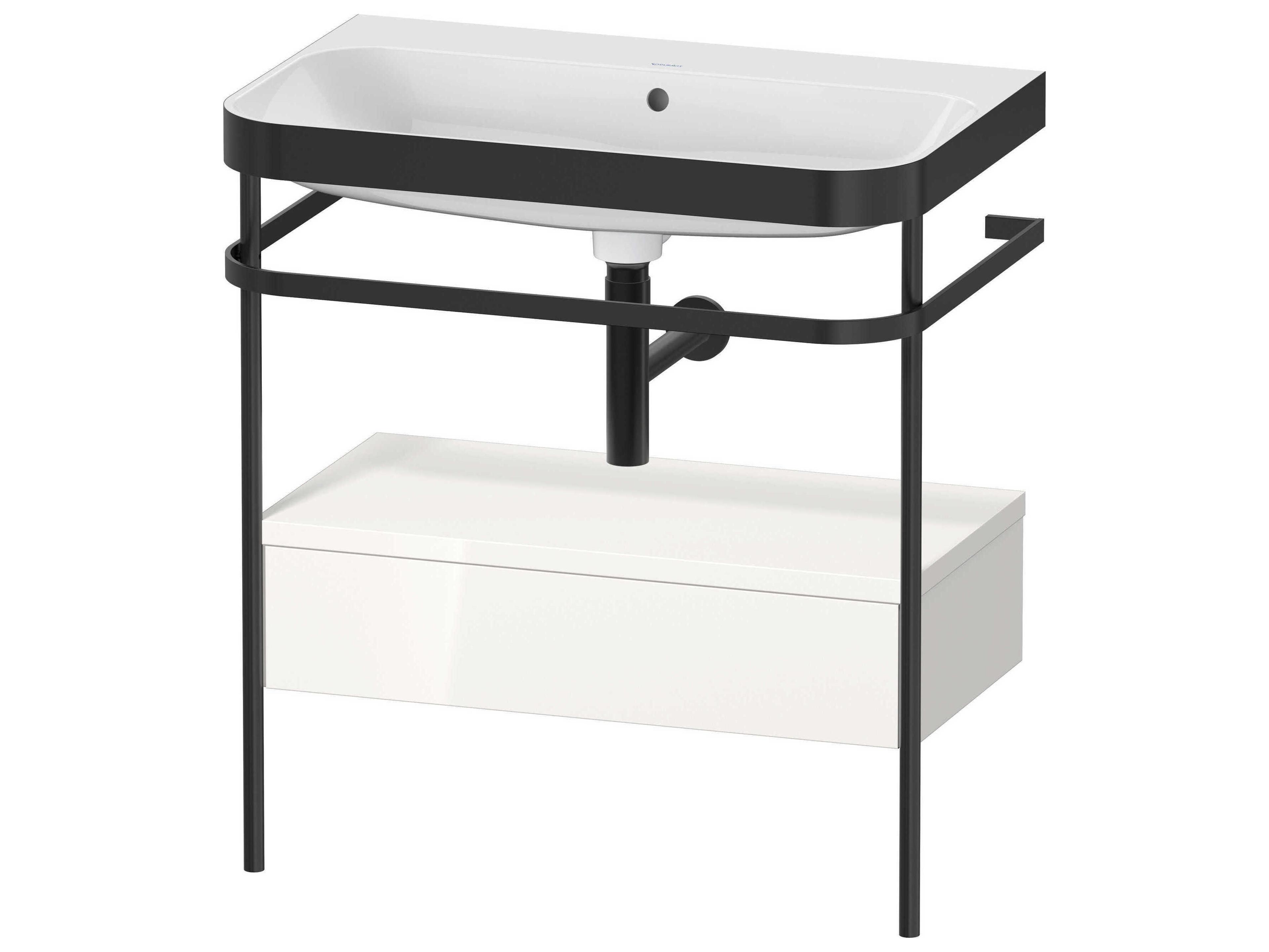 Happy D.2 31'' White High Gloss Set of Sink and Console