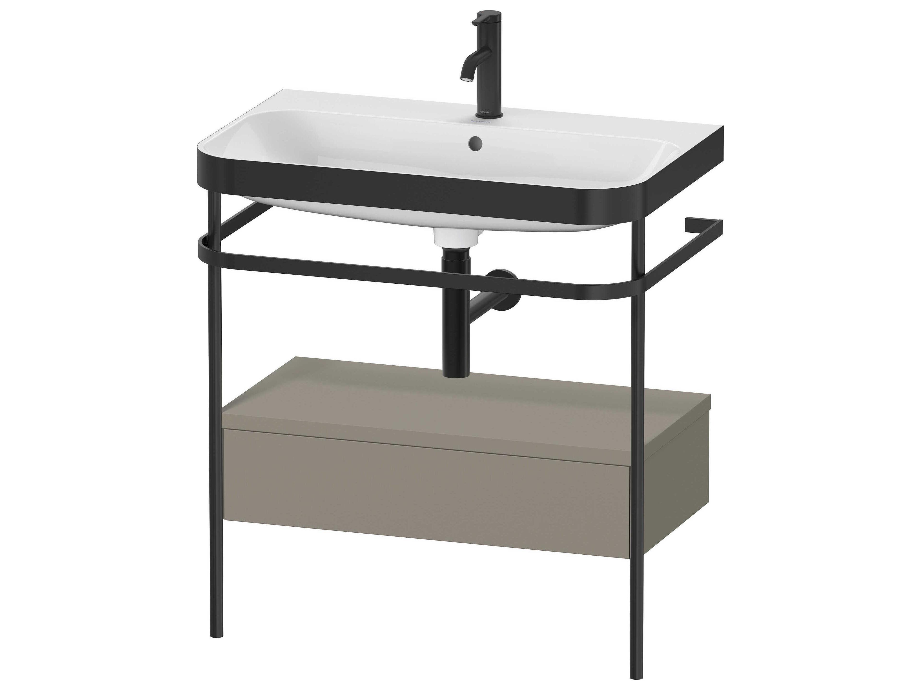 Duravit Happy D.2 31'' Stone Gray Satin Matt Set of Sink and Console with 1 Faucet Hole