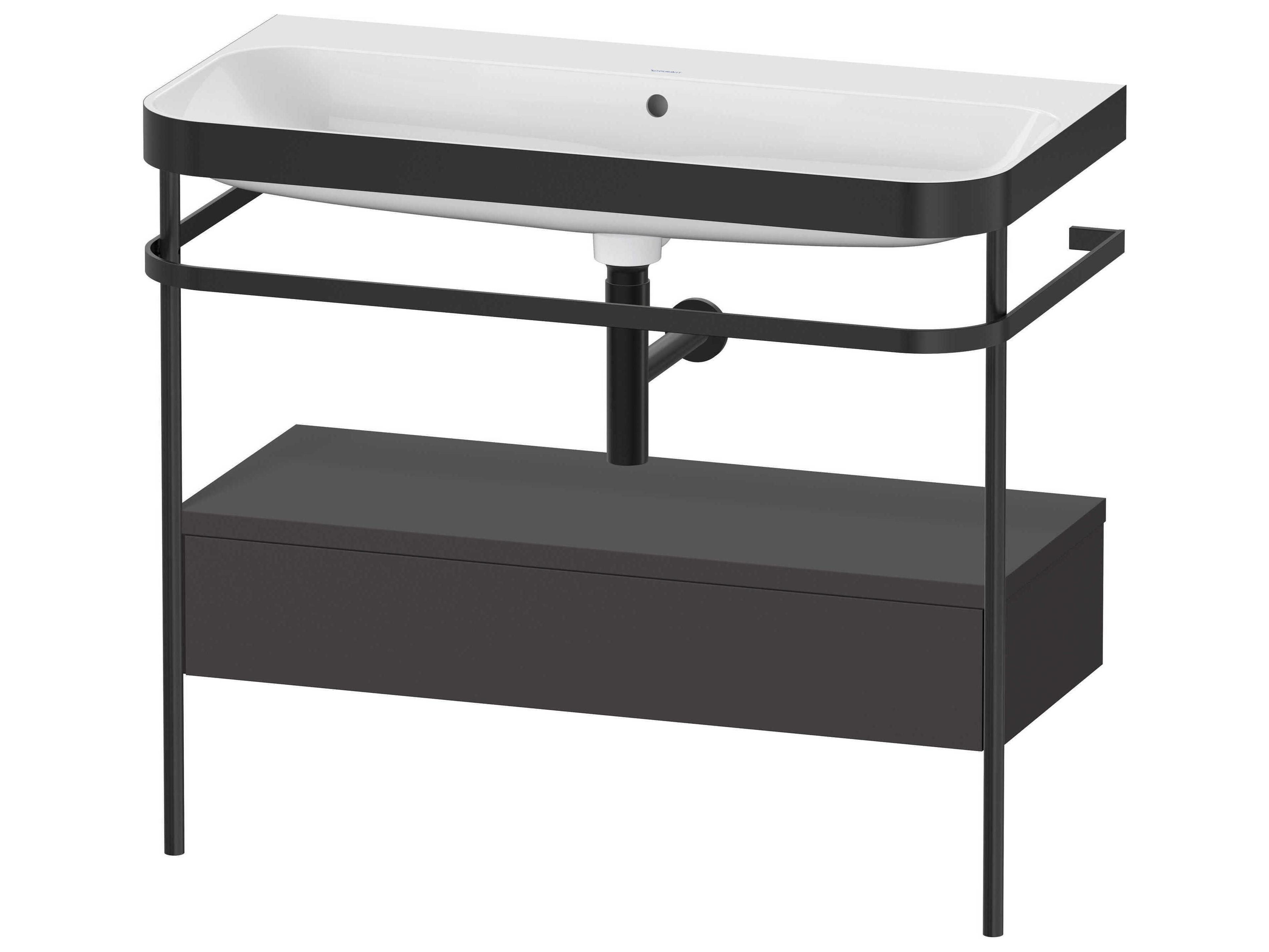 Duravit Happy D.2 39'' Graphite Super Matt Set of Sink and Console