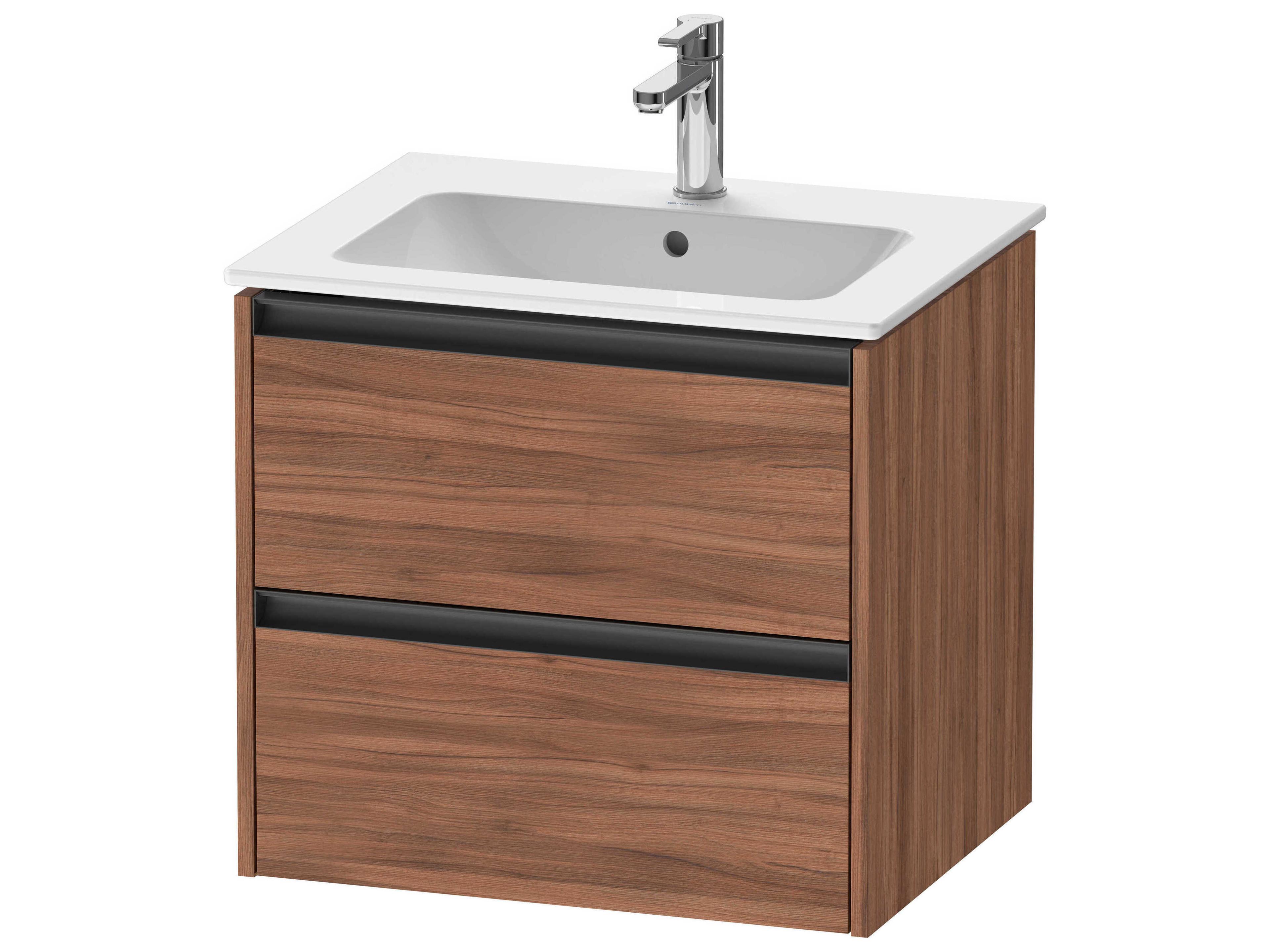 Duravit Ketho.2 item 24" Two Drawer Walnut Matt Wall-Mounted Vanity Unit