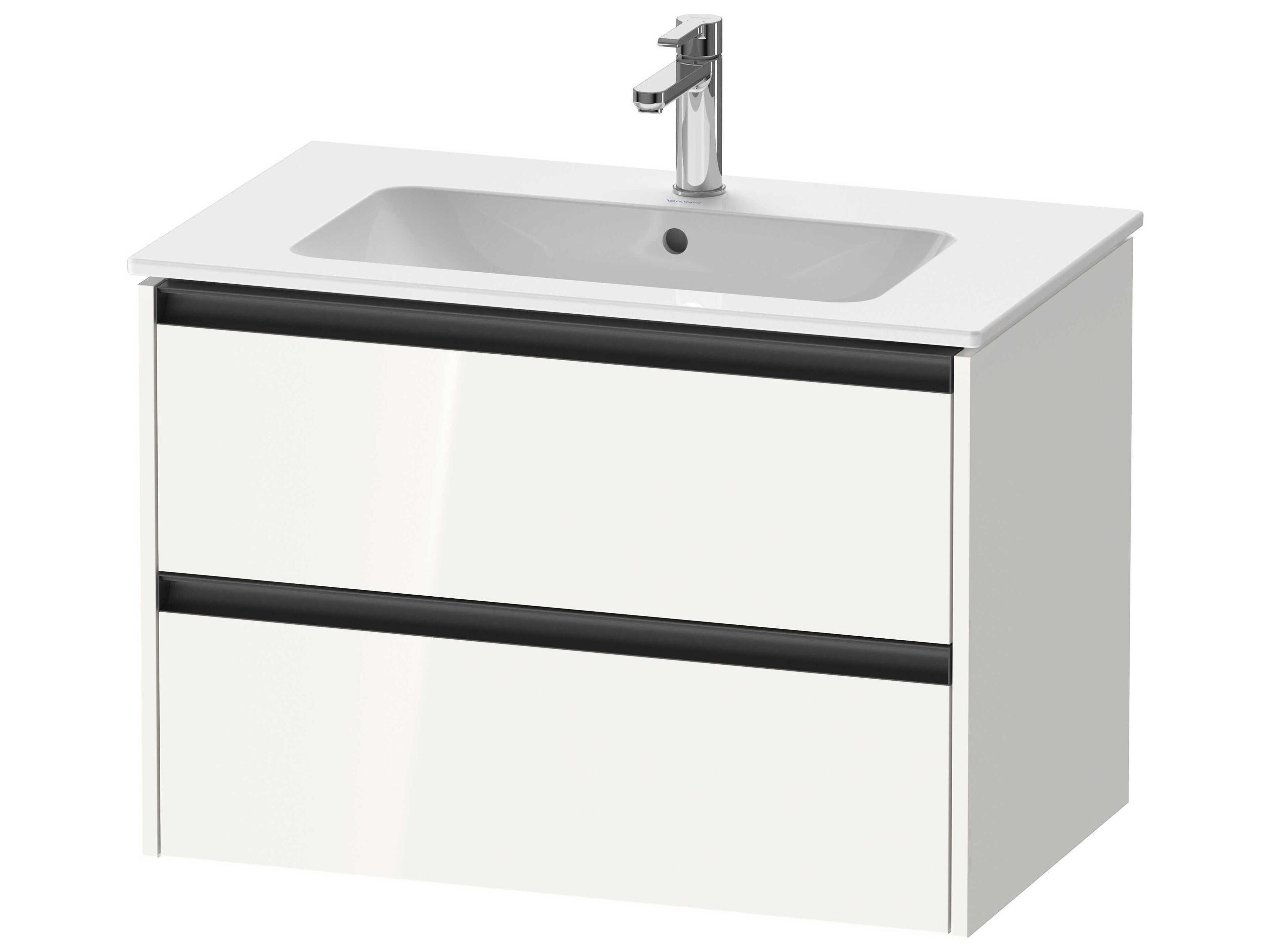 Duravit Ketho.2 item 32" Two Drawer White High Gloss Wall-Mounted Vanity Unit