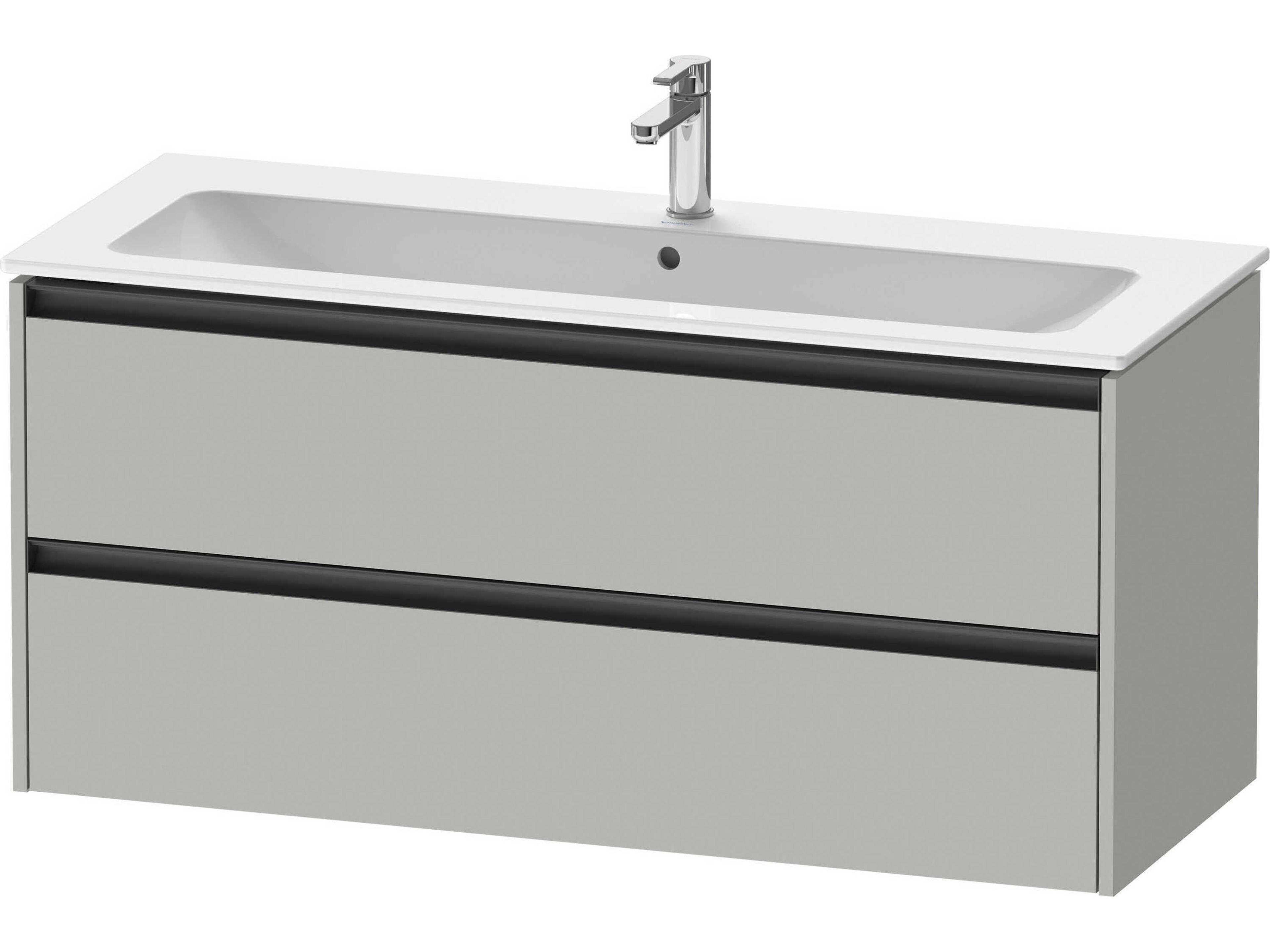 Duravit Ketho.2 item 48" Two Drawer Concrete Gray Matt Wall-Mounted Vanity Unit