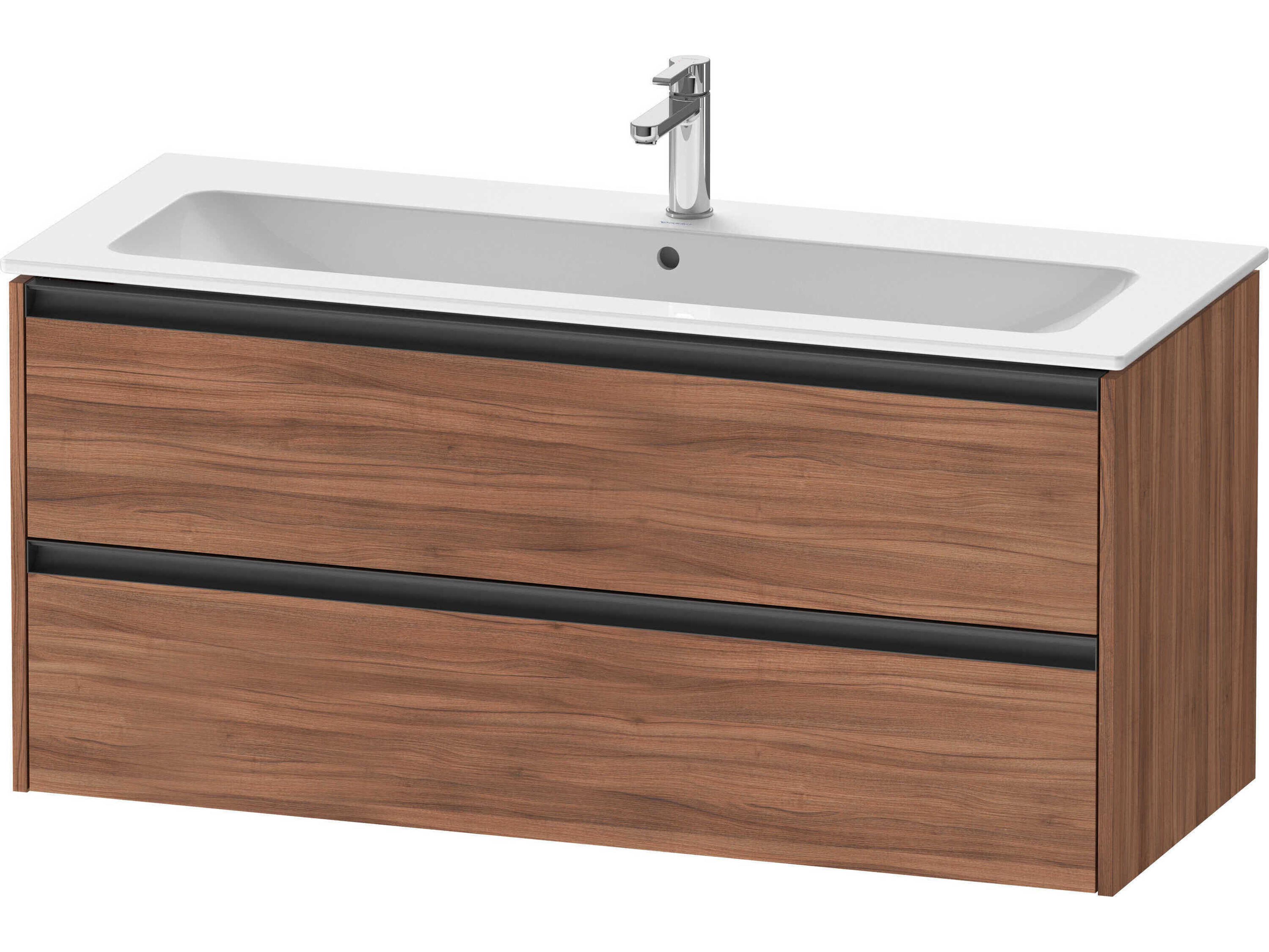 Duravit Ketho.2 item 48'' Two Drawer Walnut Matt Wall-Mounted Vanity Unit