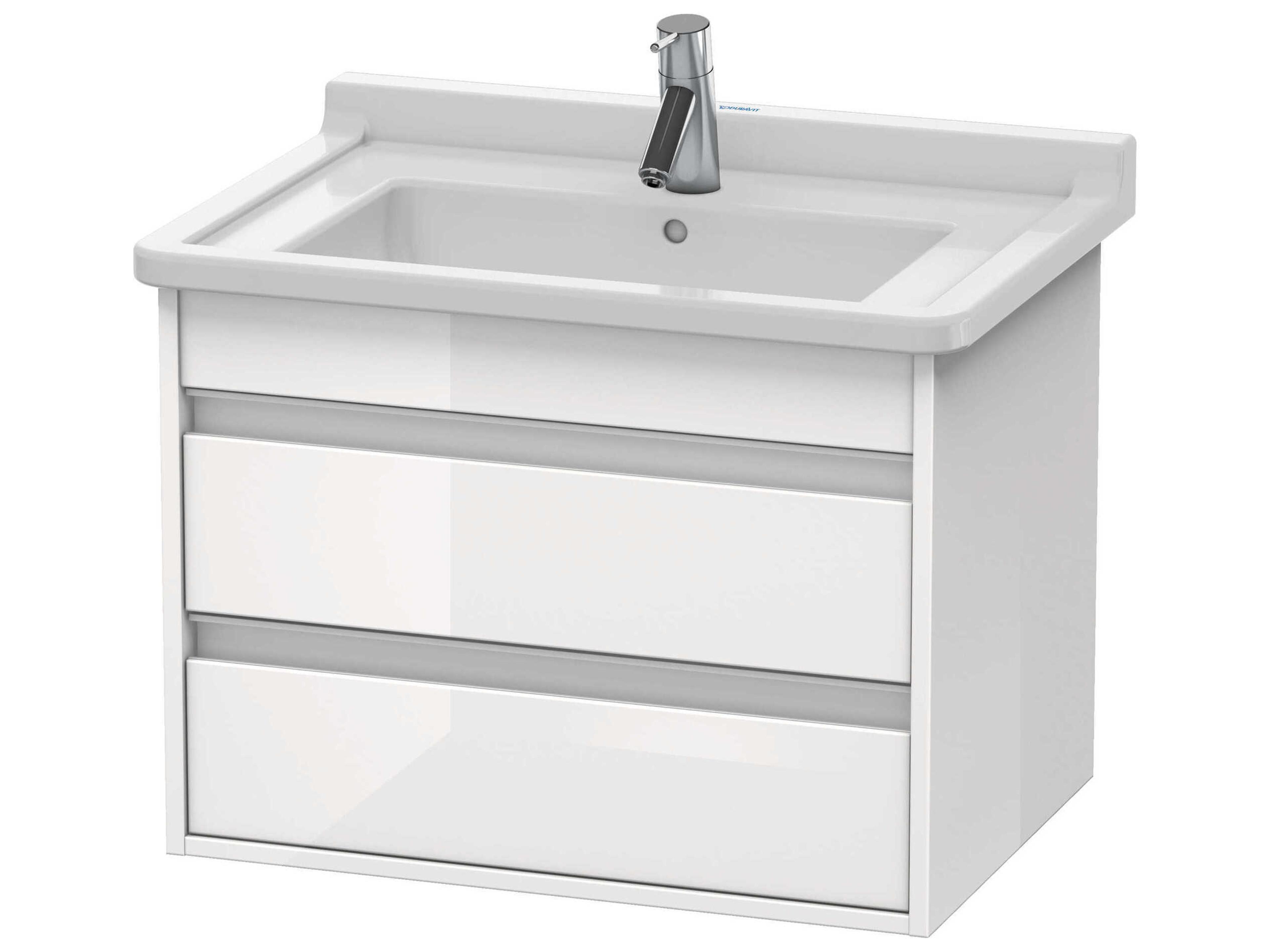 Duravit Ketho 26'' Two Drawers White High Gloss Wall-Mounted Vanity Unit
