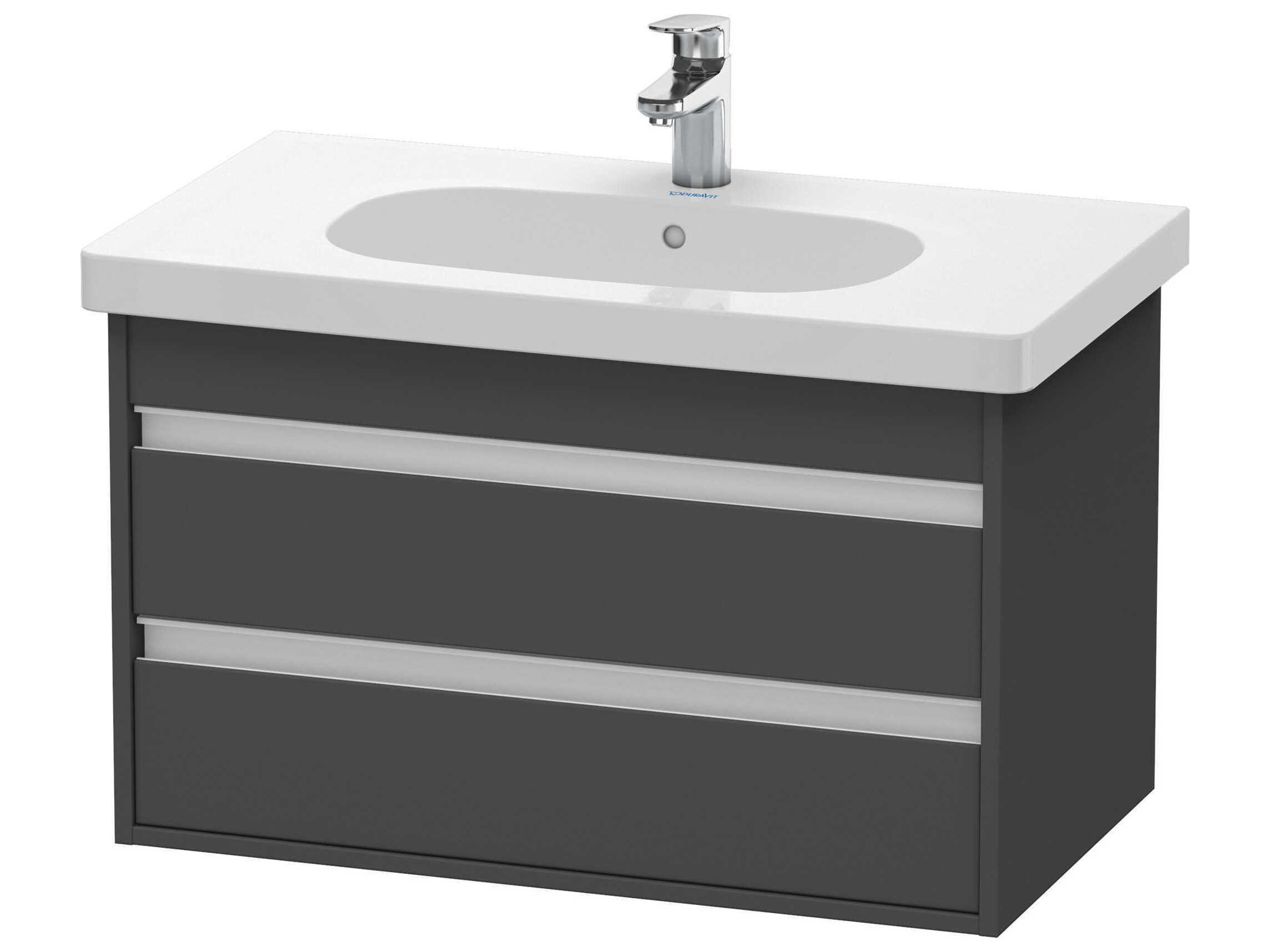 Duravit Ketho 32'' Two Drawers Graphite Matt Wall-Mounted Vanity Unit