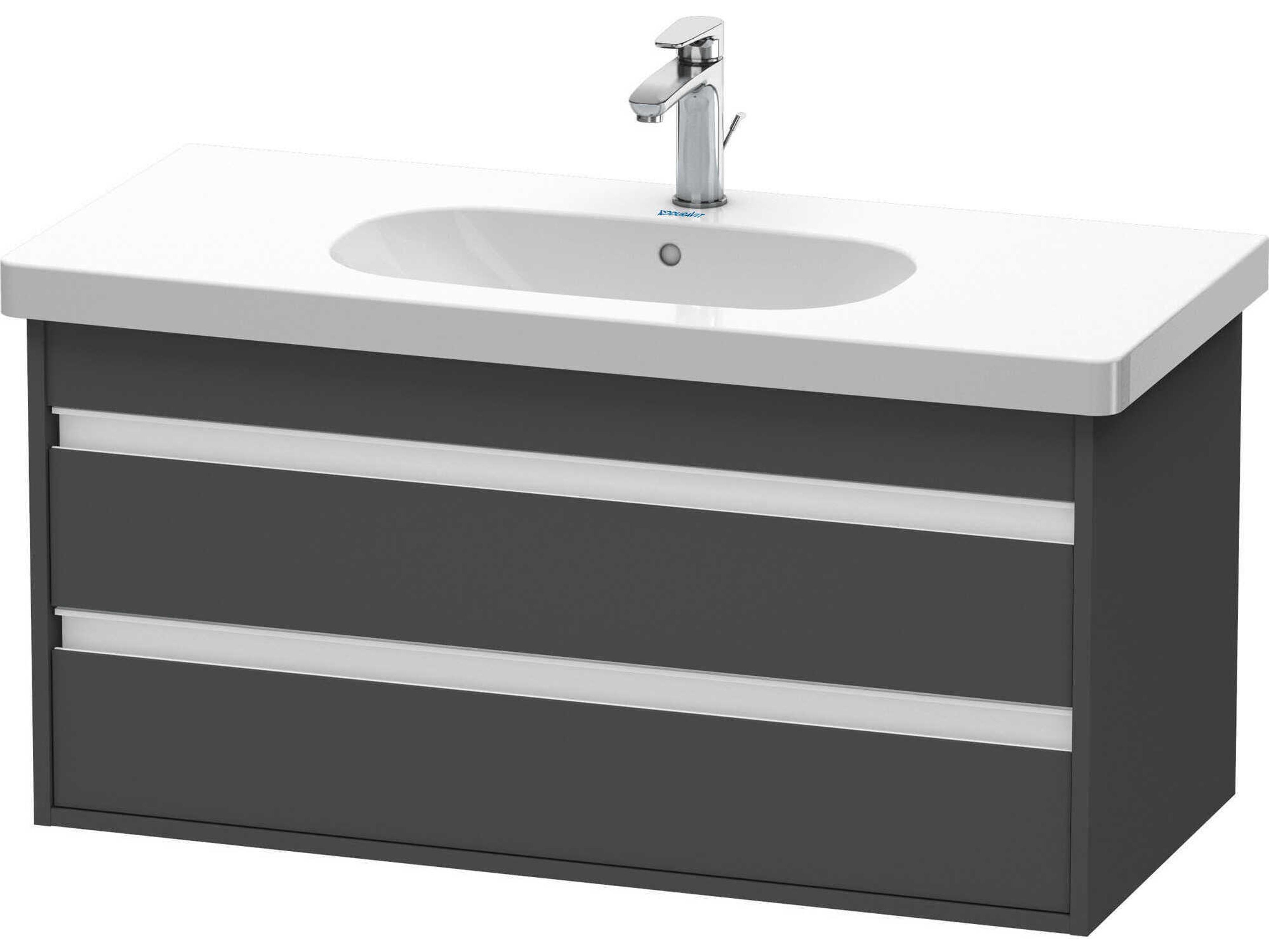 Duravit Ketho 39'' Two Drawers  Graphite Matt Wall-Mounted Vanity Unit