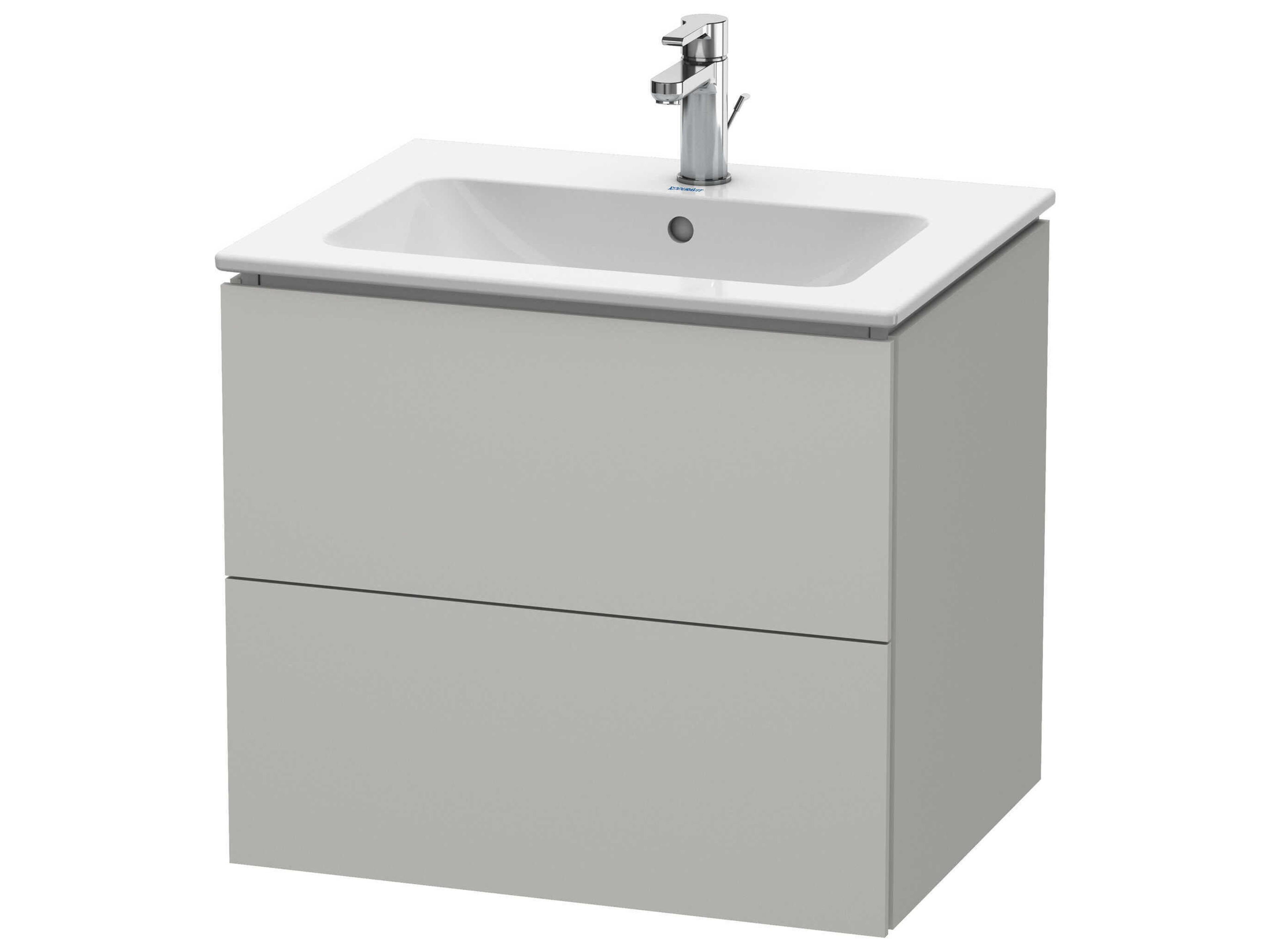 Duravit L-cube 24'' Two Drawer Concrete Gray Matt Wall-Mounted Vanity Unit