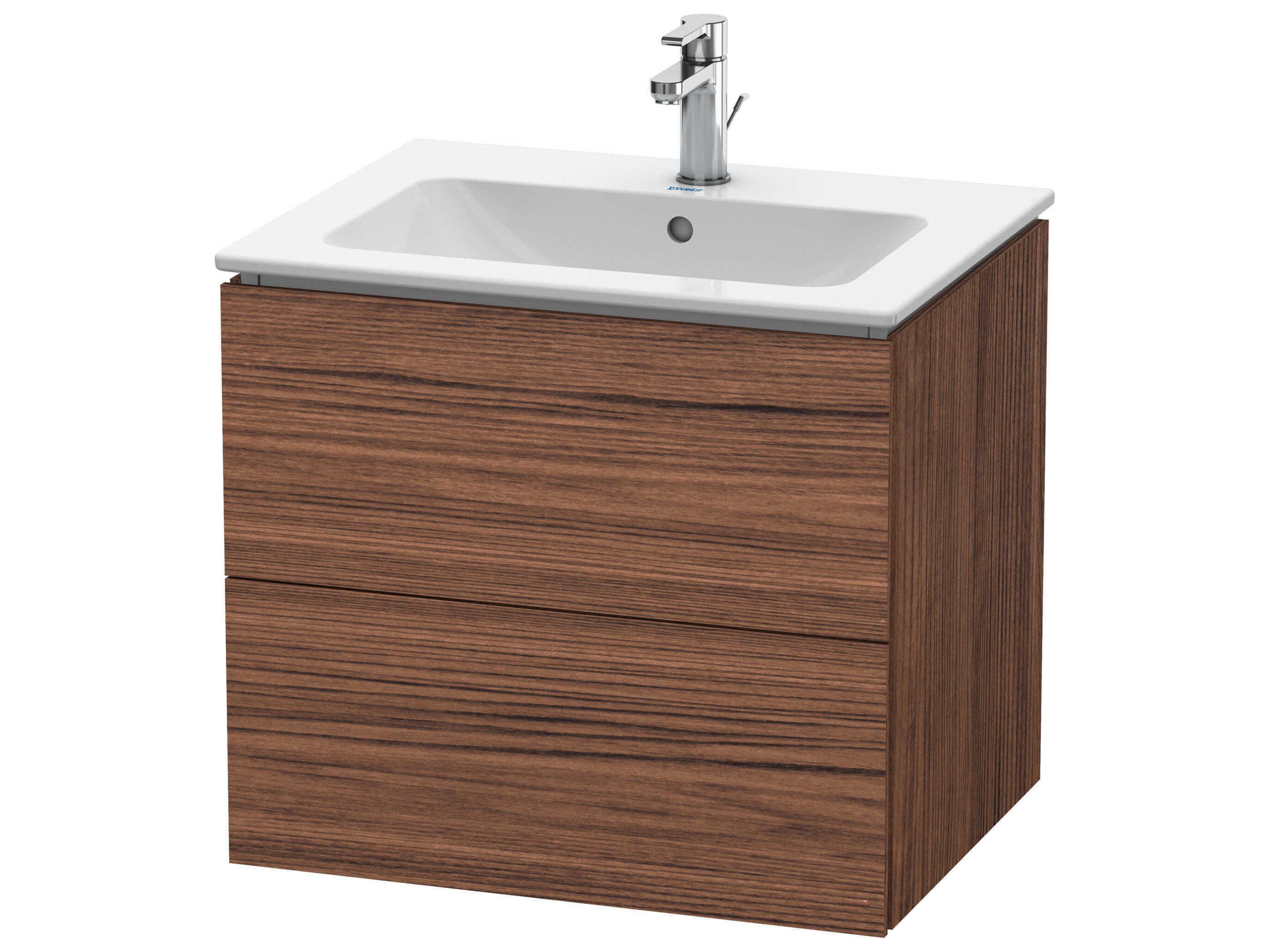 Duravit L-cube 24'' Two Drawer Walnut (Dark) Matt Wall-Mounted Vanity Unit