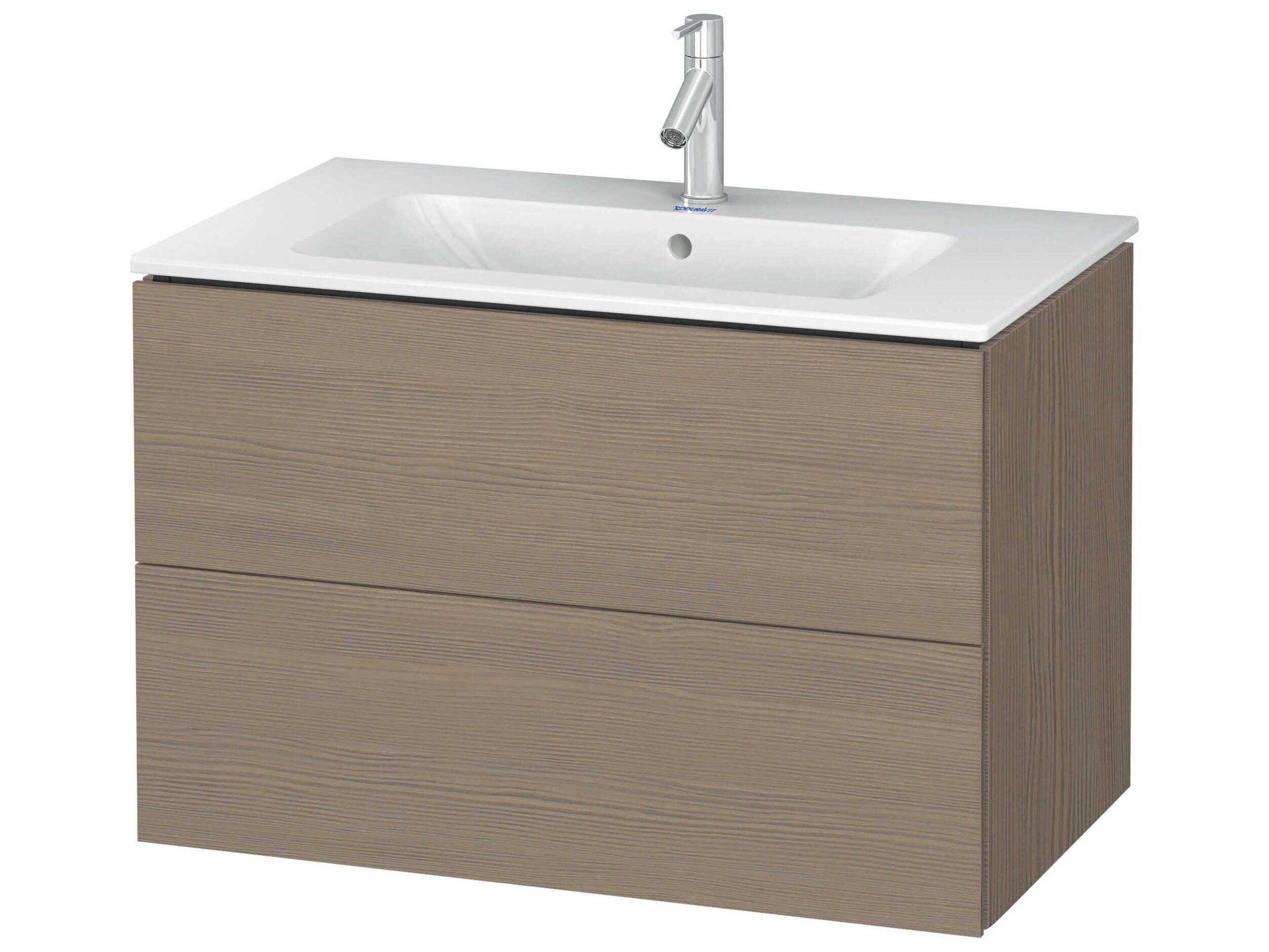 Duravit L-cube 32'' Two Drawer Oak Terra Matt Wall-Mounted Vanity Unit