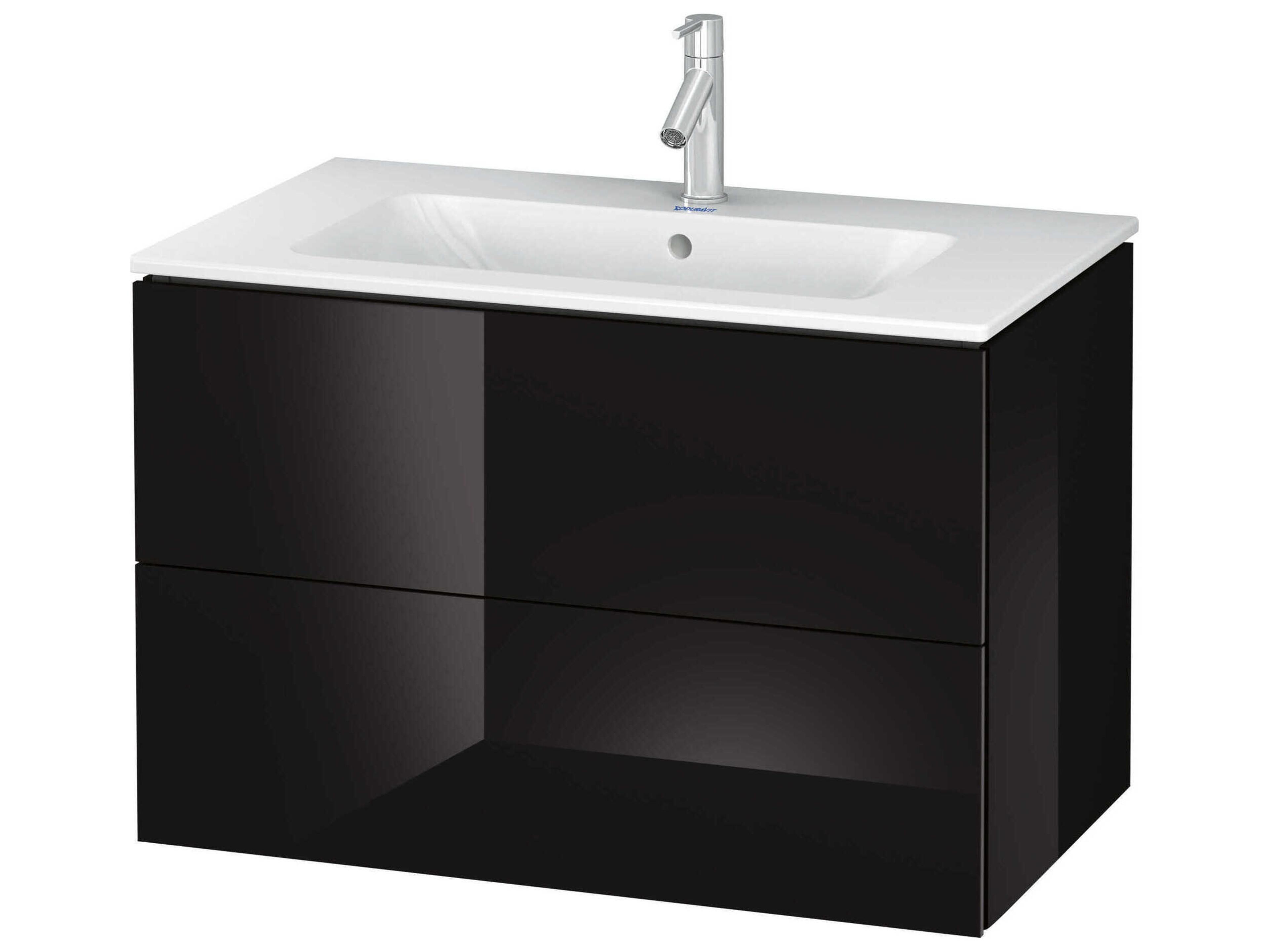 Duravit L-cube 32'' Two Drawer Black High Gloss Wall-Mounted Vanity Unit