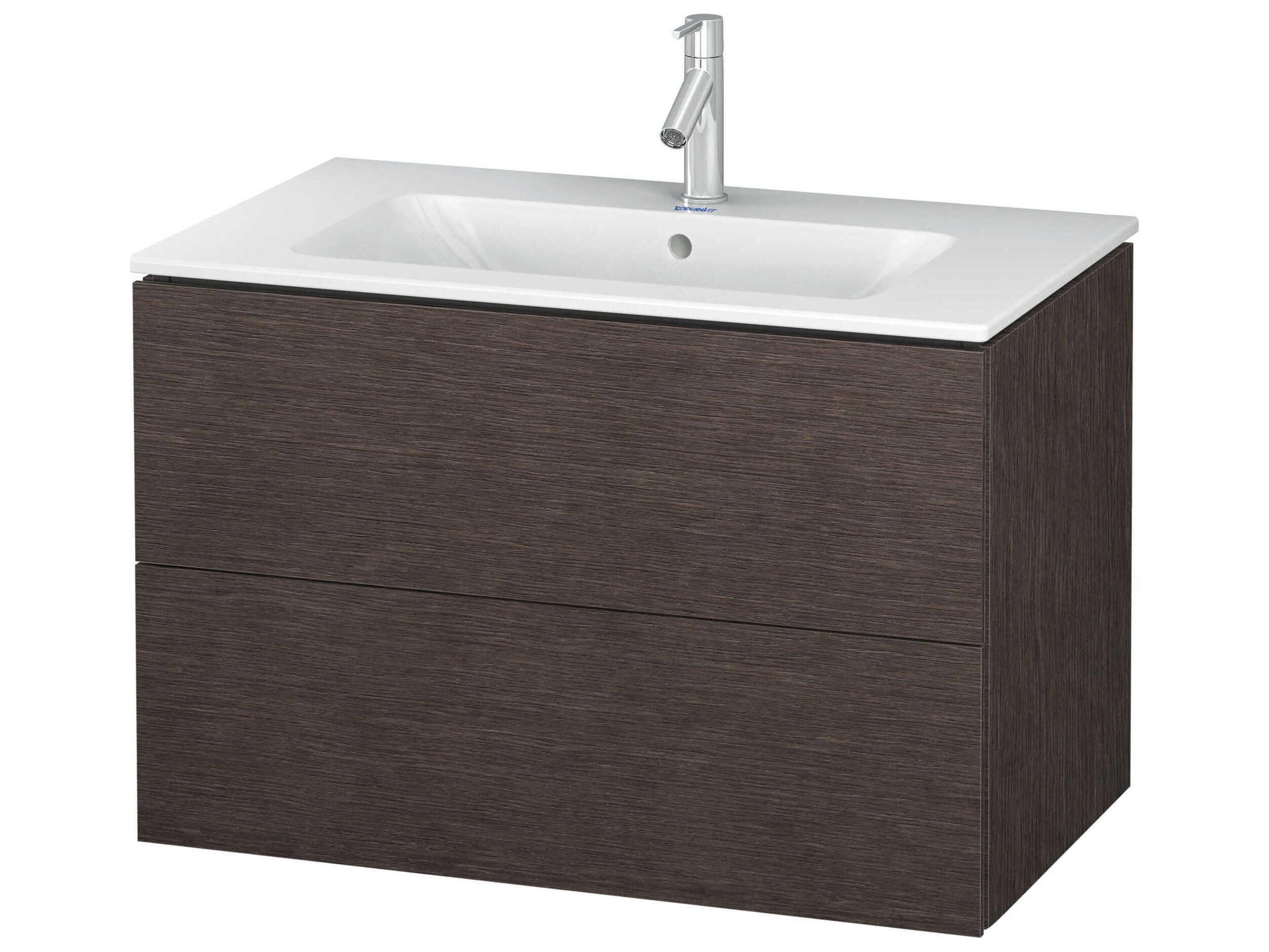 Duravit L-cube 32'' Two Drawer Dark Brushed Oak Matt Wall-Mounted Vanity Unit