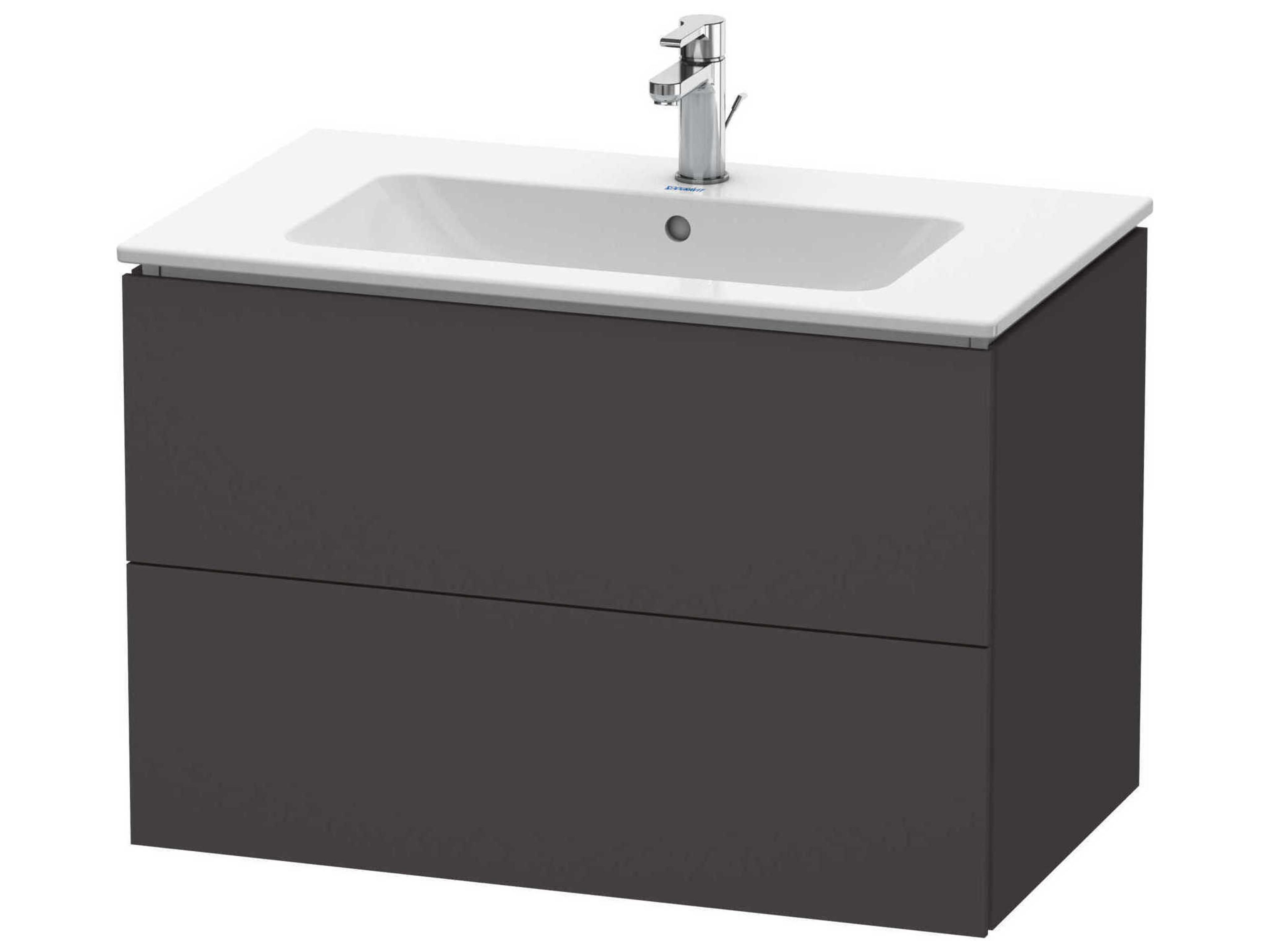 L-cube 32'' Two Drawer Graphite Super Matt Wall-Mounted Vanity Unit