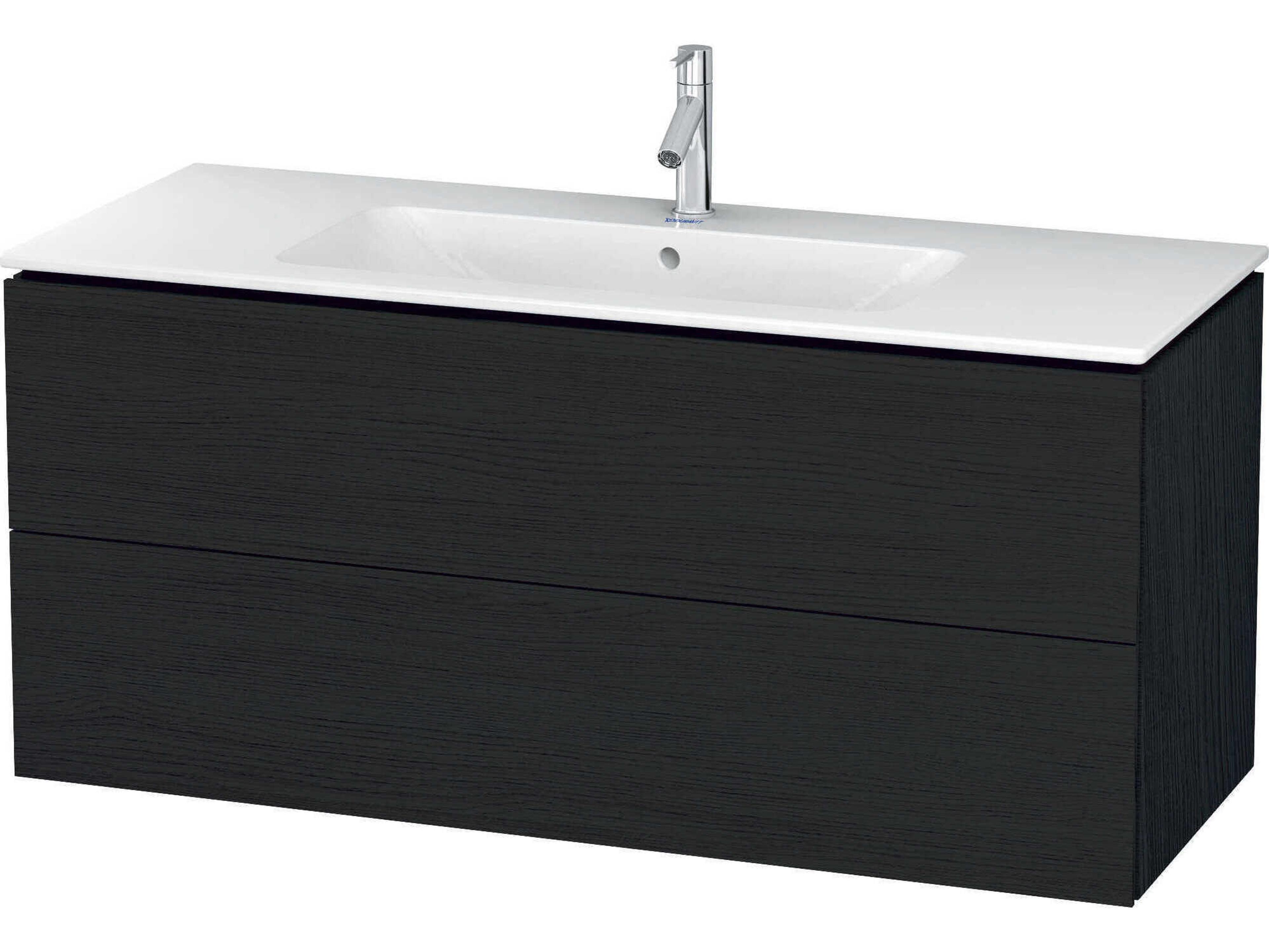 Duravit L-cube 48'' Two Drawer Black Oak Matt Wall-Mounted Vanity Unit